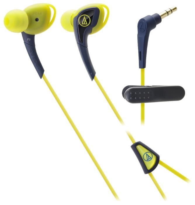 Audio-Technica ATH-SPORT2, Navy Yellow наушникиATH-SPORT2 NY Audio-Technica ATH-SPORT2, Navy Yellow наушникиATH-SPORT2 NYAudio-Technica SPORT2 – наушники-вкладыши с традиционным дизайном чашек, подходящим для занятий спортом. Модель подходит тем спортсменам, кто предпочитает ношение солнечных очков во время тренировок. Силиконовый корпус подстраивается под индивидуальные особенности уха слушателя, мягкая легкая конструкция модели не вызывает дискомфорта длительное время, а 10-мм драйверы производят чистый насыщенный саунд. Все это превращает тренировку в настоящее наслаждение и приближает слушателя к вершинам спортивного мастерства. Влагозащита IXP5 выдерживает самые интенсивные занятия спортом, тренировки под дождем, а также чистку наушников под струей воды после очередной пробежки. Наушники для занятий спортом Гибкая силиконовая конструкция, удобное крепление Чистый насыщенный саунд Влагозащита уровня IXP5. Укороченный кабель с клипсой