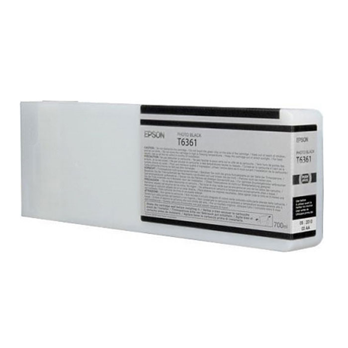 Epson T6361 (C13T636100), Photo Black картридж для Stylus Pro 7900/9900C13T636100 Epson T6361 (C13T636100), Photo Black картридж для Stylus Pro 7900/9900C13T636100Картридж Epson T6361 для Stylus Pro 7900/9900 с черными чернилами предназначен для печати на глянцевых носителях. Он служит для печати превосходных фотоснимков и рассчитан на 700 мл.