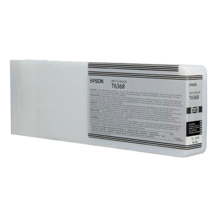 Epson T6368 (C13T636800), Matte Black картридж для Stylus Pro 7900/9900C13T636800 Epson T6368 (C13T636800), Matte Black картридж для Stylus Pro 7900/9900C13T636800Картридж Epson T6368 для Stylus Pro 7900/9900 с черными чернилами предназначен для печати на матовых носителях. Он служит для печати превосходных фотоснимков и рассчитан на 700 мл.