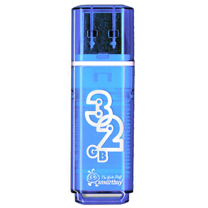 SmartBuy Glossy Series 32GB, Blue USB-накопительSB32GBGS-B SmartBuy Glossy Series 32GB, Blue USB-накопительSB32GBGS-BКорпус USB-накопителя SmartBuy Glossy Series 32GB сделан из прозрачного пластика с белой полоской, проходящей между корпусом и колпачком. Glossy оборудован специальной системой для крепления колпачка - с помощью скобки он фиксируется между двумя выступающими пластинками на устройстве. Это очень удобно и минимизирует вероятность потери защитного колпачка. За эту же скобку устройство можно прикрепить к шнурку, чтобы накопитель всегда был под рукой. Пропускная способность интерфейса: 480 Мбит/сек Совместим с: Windows 7, Windows 8, Windows Vista, Windows XP, Windows 2000, Linux, MAC OS X