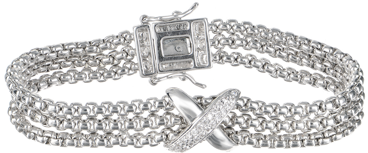 Браслет Taya, цвет: серебристый. T-B-3703T-B-3703-BRACELET-RHODIUM Браслет Taya, цвет: серебристый. T-B-3703T-B-3703-BRACELET-RHODIUMСтильный браслет Taya выполнен в виде основы из бижутерийного сплава, центральная часть которой оформлена оригинальным элементом с белыми цирконами. Изделие застегивается на практичный коробчатый замок. Браслет Taya блестяще подчеркнет изящество, женственность и красоту своей обладательницы.