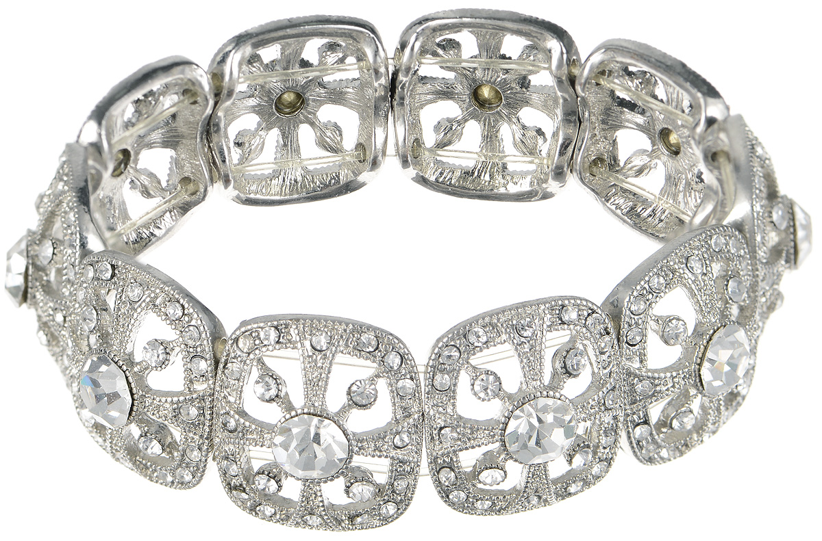 Браслет Taya, цвет: серебристый. T-B-4643T-B-4643-BRAC-RH.CRYSTAL Браслет Taya, цвет: серебристый. T-B-4643T-B-4643-BRAC-RH.CRYSTALСтильный браслет Taya выполнен в виде основы из эластичной резинки, на которую нанизаны оригинальные элементы из бижутерийного сплава, дополненные стразами. Благодаря эластичной основе и подвижным элементам изделие идеально разместится на запястье. Браслет Taya выгодно подчеркнет изящество, женственность и красоту своей обладательницы.