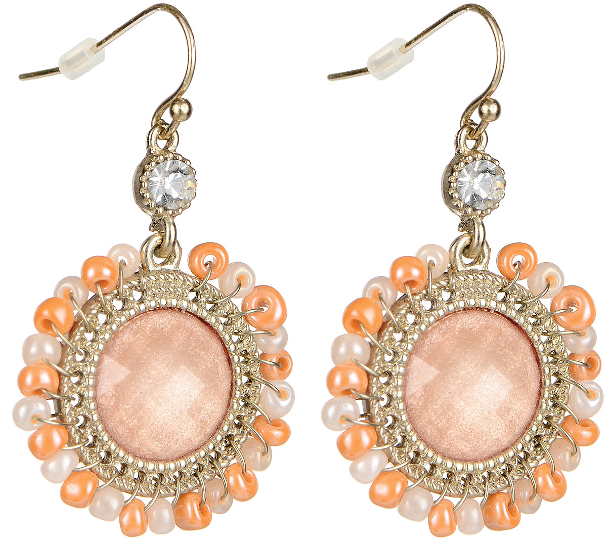 Серьги Taya, цвет: золотистый, коралловый. T-B-5398T-B-5398-EARR-GL.CORAL Серьги Taya, цвет: золотистый, коралловый. T-B-5398T-B-5398-EARR-GL.CORALЭлегантные серьги Taya выполнены из бижутерийного сплава и дополнены подвесками, которые оформлены стразами и гранеными вставками из пластика. Изделие застегивается на практичный замок-петлю с силиконовыми фиксаторами. Оригинальные серьги придадут вашему образу изюминку, подчеркнут индивидуальность.