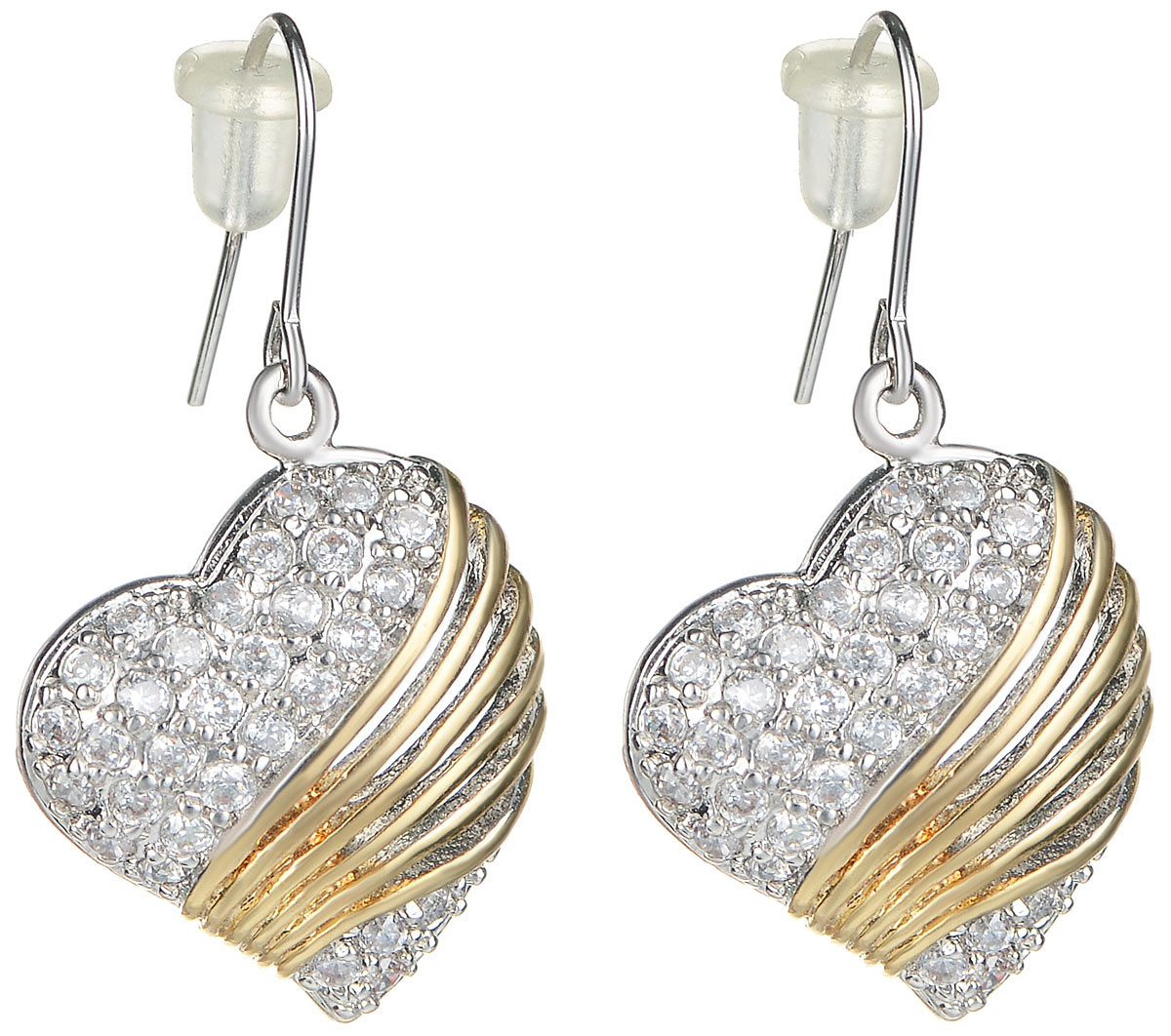 Серьги Taya, цвет: серебристый, золотистый. T-B-5025T-B-5025-EARR-RH.GOLD Серьги Taya, цвет: серебристый, золотистый. T-B-5025T-B-5025-EARR-RH.GOLDОчаровательные серьги Taya станут изысканным дополнением вашего образа. Серьги выполнены из металлического сплава на основе латуни с гальваническим покрытием. Изделия оформлены подвесками в виде сердец и дополнены россыпью прозрачных цирконов. Застегиваются на замок- петлю. Благодаря оригинальному дизайну и лаконичному сочетанию цветов, серьги идеально подойдут как для повседневного образа, так и для праздничного наряда.