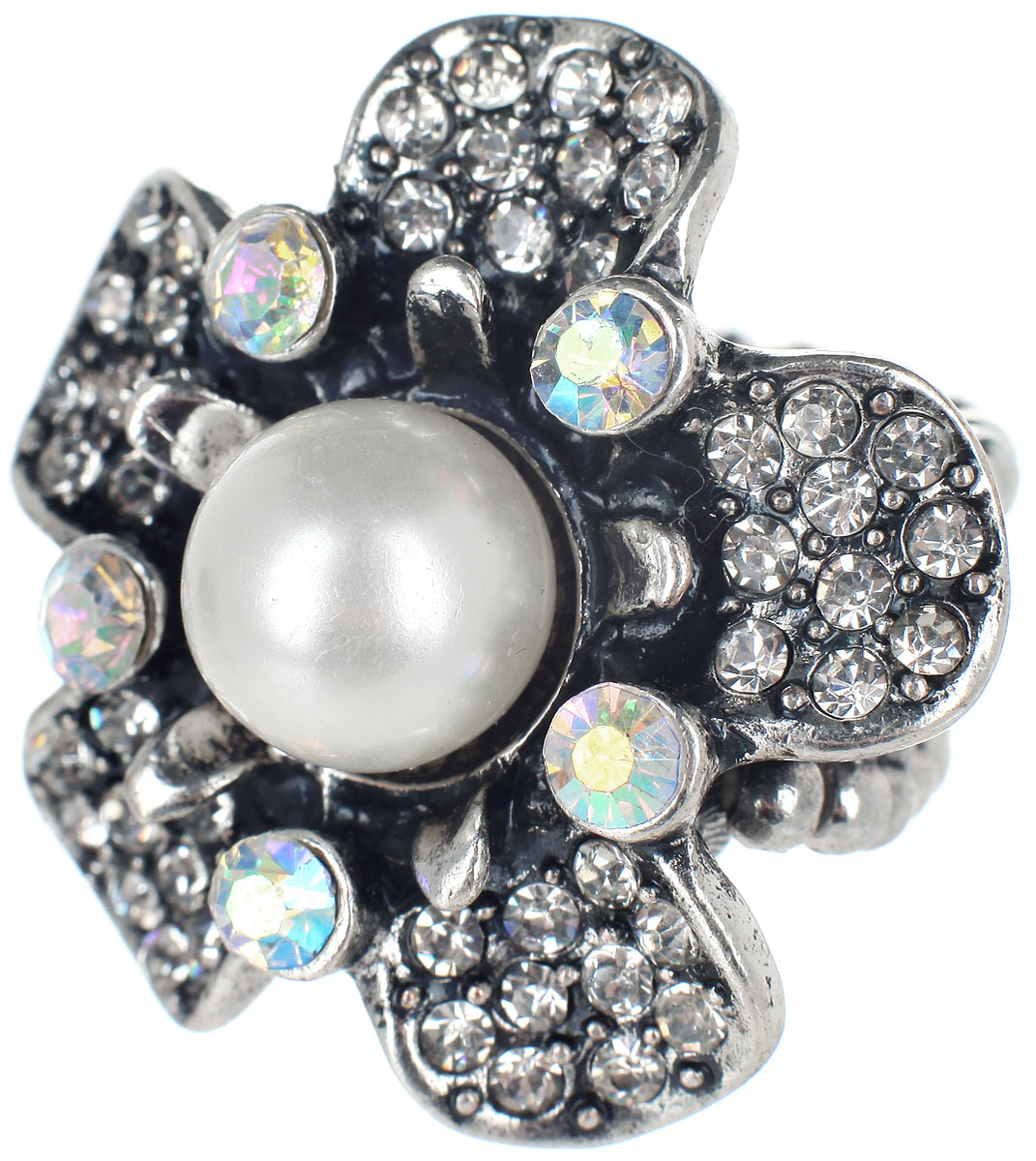 Кольцо Taya, цвет: серебристый, белый. T-B-7330T-B-7330-RING-SL.WHITE Кольцо Taya, цвет: серебристый, белый. T-B-7330T-B-7330-RING-SL.WHITEСтильное кольцо Taya, выполненное из металлического сплава в форме цветка, оформлено бусиной и стразами. Элементы кольца соединены между собой при помощи тонкой резинки, благодаря которой изделие имеет универсальный размер. Его легко снимать и надевать. Такое кольцо внесет изюминку в любой образ и подчеркнет индивидуальность.