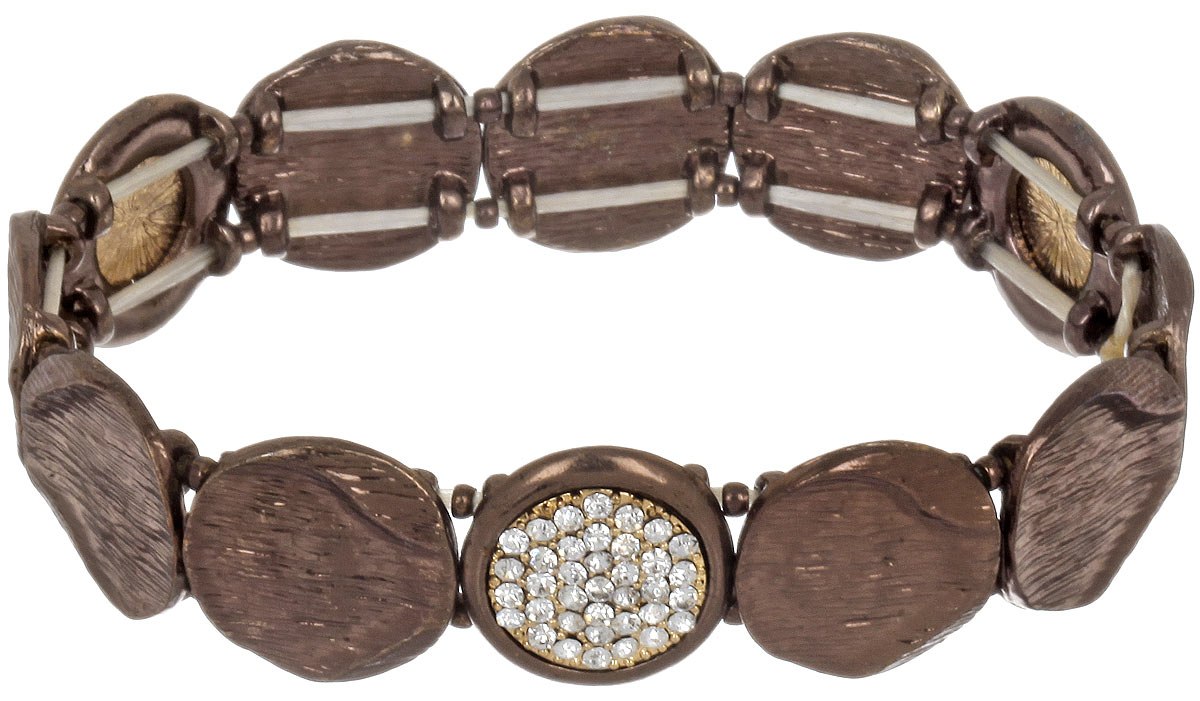 Браслет Taya, цвет: коричневый. T-B-4478T-B-4478-BRAC-BROWN Браслет Taya, цвет: коричневый. T-B-4478T-B-4478-BRAC-BROWNОригинальный браслет Taya выполнен из металлического сплава и дополнен стразами. Элементы браслета соединены между собой при помощи тонкой резинки, благодаря которой изделие имеет универсальный размер. Его легко снимать и одевать. Такой браслет внесет изюминку в любой образ и подчеркнет индивидуальность.