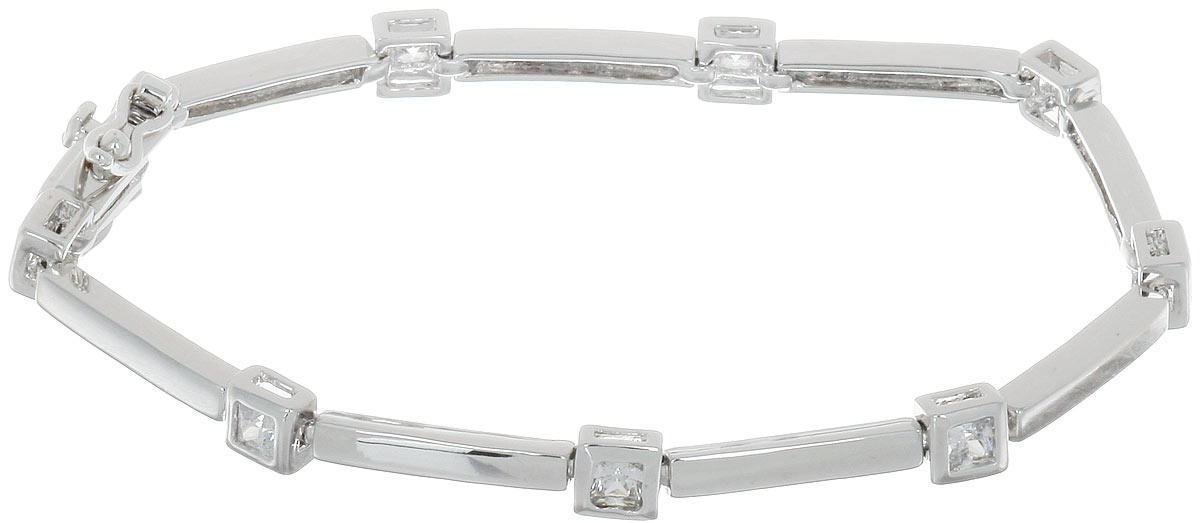 Браслет Taya, цвет: серебристый. T-B-4834T-B-4834-BRAC-RHODIUM Браслет Taya, цвет: серебристый. T-B-4834T-B-4834-BRAC-RHODIUMИзящный тонкий браслет Taya выполнен из металлического сплава с родиевым покрытием на основе латуни и дополнен прозрачными цирконами. Застегивается браслет на защелку и дополнительно на две металлические петельки. За счет удобной застежки и качественного исполнения, браслет полюбится любой леди и станет ежедневным любимым аксессуаром.
