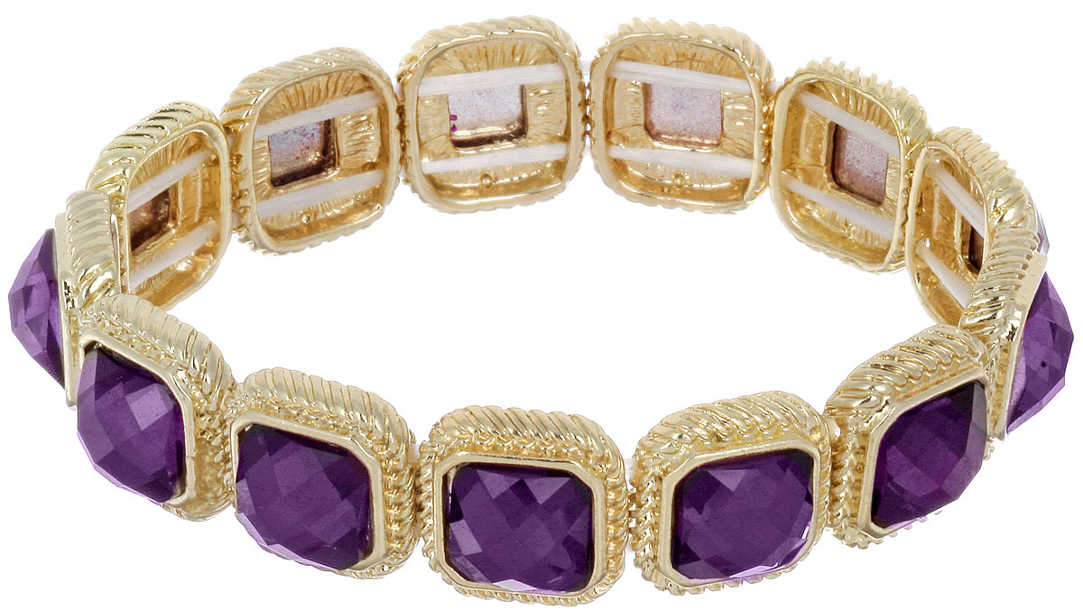 Браслет Taya, цвет: золотистый, фиолетовый. T-B-5454T-B-5454-BRAC-GL.AMETHYST Браслет Taya, цвет: золотистый, фиолетовый. T-B-5454T-B-5454-BRAC-GL.AMETHYSTСтильный женский браслет Taya, выполненный из металлического сплава, дополнен вставками из пластика. Элементы браслета соединены с помощью тонкой резинки, благодаря которой изделие легко снимается и надевается. Размер универсальный. Такой браслет дополнит повседневный и праздничный образ, подчеркнув достоинства женской ручки.