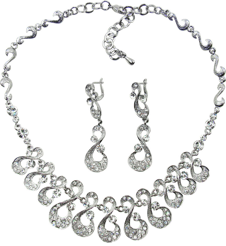 Комплект украшений Taya: серьги, колье, цвет: серебристый. T-B-9519T-B-9519-SET-SILVER Комплект украшений Taya: серьги, колье, цвет: серебристый. T-B-9519T-B-9519-SET-SILVERЭлегантный комплект украшений Taya включает в себя колье и серьги, выполненные из бижутерийного сплава, стекла. Центральная часть колье оформлена оригинальными элементами, которые дополнены вставками из стекла. Колье застегивается на практичный замок-карабин, длина регулируется за счет дополнительных звеньев. Серьги, выполненные в единой стилистике с колье, застегиваются на замок-гвоздик с фиксаторами из металла и пластика. Необычный комплект украшений поможет вам создать уникальный и запоминающийся образ и позволит выделиться среди окружающих. Комплект подойдет как для вечернего образа, так и на каждый день для завершения вашего наряда.