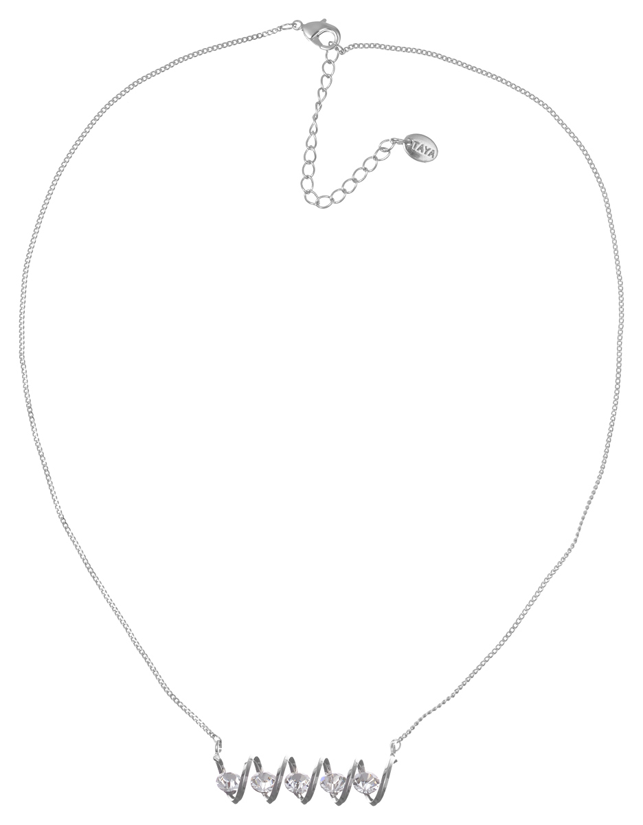 Колье Taya, цвет: серебристый. T-B-7171T-B-7171-NECK-SILVER Колье Taya, цвет: серебристый. T-B-7171T-B-7171-NECK-SILVERИзящное колье Taya выполнено из металлического сплава. Колье представляет собой цепочку тонкого плетения с подвеской в виде спирали, украшенной стразами. Колье имеет надежную застежку-карабин с регулирующей длину цепочкой. Такое колье внесет изюминку в любой образ и подчеркнет индивидуальность.