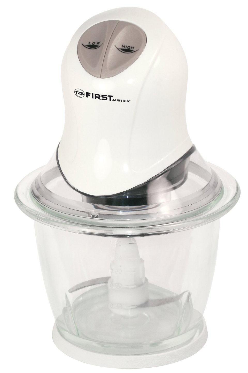 First FA-5114-2, White измельчительFA-5114-2 White First FA-5114-2, White измельчительFA-5114-2 White5114-2 Чоппер FIRST, 300 Вт, 2 скор., 1.2 л, стекл.чаша, White