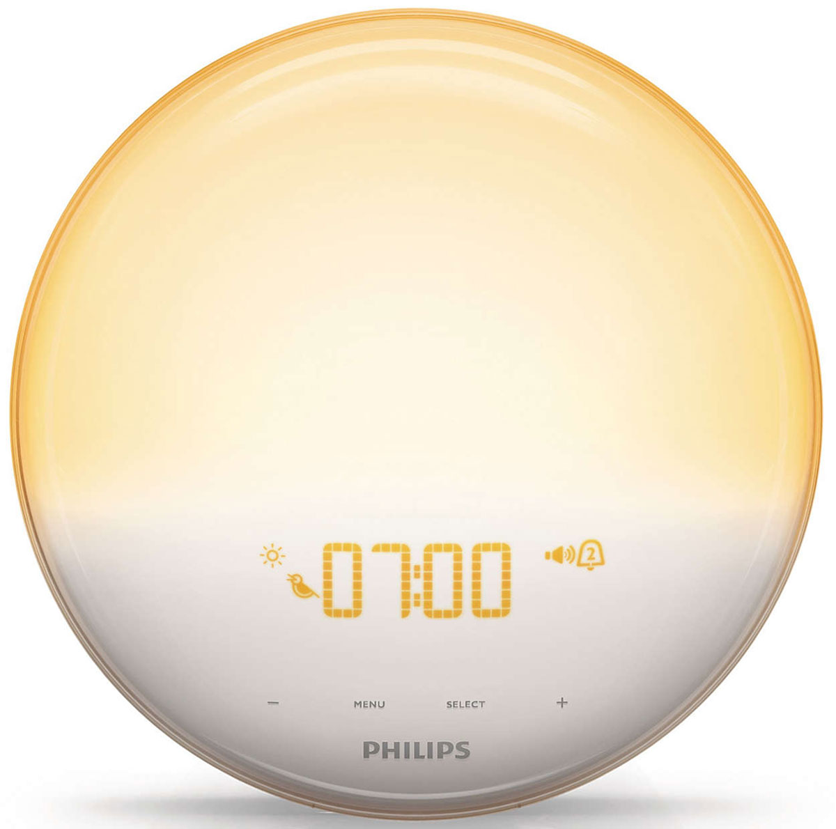 Philips HF3520/70 Wake-up Light световой будильникHF3520/70 Philips HF3520/70 Wake-up Light световой будильникHF3520/70Идею этого будильника подсказала сама природа. Philips Wake-up Light обеспечивает естественное пробуждение при помощи уникального сочетания света и звука. Теперь Вы будете просыпаться по утрам легче и в хорошем настроении Постепенное пробуждение благодаря имитации рассвета: Имитируя естественный рассвет солнца, свет постепенно становится ярче: в течение 30 минут он плавно переходит в желтый оттенок дневного света. Такое постепенное нарастание света помогает организму проснуться естественным образом. И только после этого раздается выбранный вами сигнал - один из звуков природы, который позволит вам полностью проснуться в прекрасном настроении. Звуки природы для будильника: 3 сигнала на выбор: В установленное вами время раздастся сигнал - звук природы, помогающий вам окончательно проснуться. Громкость выбранного Вами звука будет постепенно увеличиваться в течение полутора минут. Вы можете выбрать один из трех звуков природы: пение птиц,...