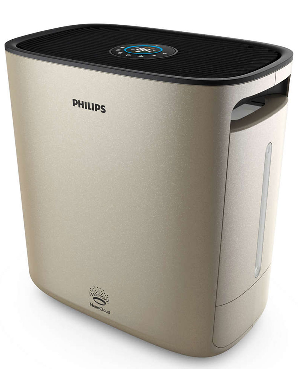 Philips HU5931/10 NanoClean, Champagne очиститель воздухаHU5931/10 Philips HU5931/10 NanoClean, Champagne очиститель воздухаHU5931/10Дышите чистым воздухом благодаря Philips NanoClean. Эффективная технология увлажнения NanoCloud и очищение на наноуровне с помощью фильтра Nano Protect предотвращают развитие симптомов аллергии, делая воздух более здоровым и свежим. Превосходное увлажнение благодаря технологии NanoCloud: Тройная защита от бактерий и плесени. Гигиеничность и безопасность технологии Philips NanoCloud подтверждена сертификатом. Доказанная эффективность: на 99 % меньше бактерий в воздухе по сравнению с ультразвуковыми увлажнителями. Эта технология защищает ваше здоровье в долгосрочной перспективе, обеспечивая чистый воздух, практически полностью очищенный от патогенных организмов и плесени. Невидимые частицы мелкодисперсного водяного пара, создаваемые технологией Philips NanoCloud, не оставляют белой пыли и мокрых пятен. Высокая эффективность увлажнения до 600 мл/ч. 4 точные настройки увлажнения, цветовая индикация: Технология Philips NanoCloud...