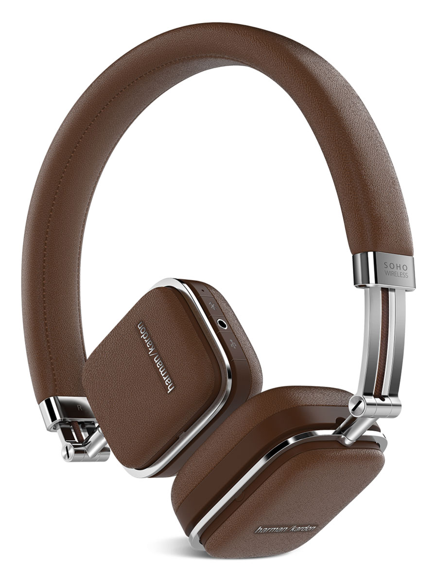 Harman Kardon Soho Wireless, Brown наушникиHKSOHOBTBRN Harman Kardon Soho Wireless, Brown наушникиHKSOHOBTBRNПремиальные складные наушники Harman Kardon Soho Wireless, выполненные из высококачественной стали и отделанные натуральной кожей, обзавелись беспроводной технологией Bluetooth, датчиком NFC и сенсорным управлением, которое расположилось на одной из чашек. Звучание осуществляется через 30-мм неодимовые драйверы, заслужившие доверие меломанов по всему миру. Быстрая связь с мобильными устройствами настраивается путем технологии NFC, потоковая передача данных осуществляется по Bluetooth с помощью задействованных кодеков aptX и AAC. Управлять Harman Kardon Soho Wireless очень просто - достаточно прикоснуться к чашке и отрегулировать громкость музыки, переключиться от одного трека к другому или приостановить воспроизведение. Когда встроенный аккумулятор разряжается, наушники продолжат работу через комплектный кабель, подключаемый через USB, одновременно подзаряжаясь от мобильного устройства. Мгновенный доступ к удаленным функциям так близок. Достаточно...
