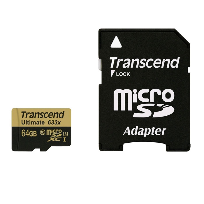 Transcend Ultimate microSDXC Class 10 UHS-I U3 633x 64GB карта памятиTS64GUSDU3 Transcend Ultimate microSDXC Class 10 UHS-I U3 633x 64GB карта памятиTS64GUSDU3MicroSD-карты памяти Transcend SDHC UHS-I Speed Class 3 (U3) 633x отличаются высокой производительностью и емкостью и способны с легкостью справиться с потоками данных, генерируемыми смартфонами, планшетами, цифровыми фото- и видеокамерами, совместимыми со стандартом UHS-I. Благодаря рекордным показателям скорости записи и чтения, которые составляют, соответственно, 95 и 85 МБ/с, эти носители позволяют записывать видео сверхвысокого разрешения в 4K и 3D-формате, а также существенно экономить время при переписывании больших файлов на компьютер. Кроме того, используемые в этих картах микросхемы флэш-памяти типа MLC NAND отличаются долговечностью и высокой надежностью.