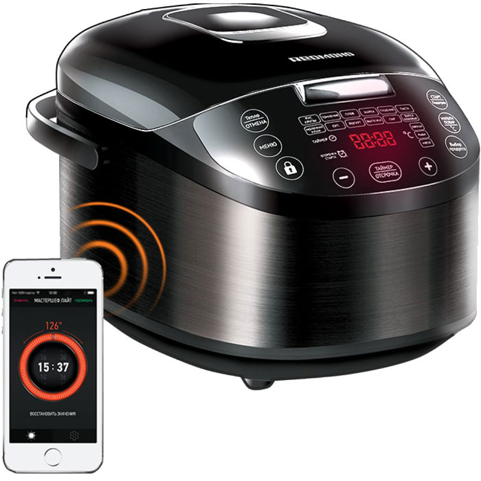 Redmond SkyCooker RMC-M800S мультиваркаRMC-M800S Redmond SkyCooker RMC-M800S мультиваркаRMC-M800SSmart Мультиварка REDMOND SkyCooker M800S – новейшая флагманская модель, образец умной техники, управление которой осуществляется дистанционно с помощью инновационной технологии Ready for Sky. Дополнительным преимуществом высокотехнологичного устройства является и наличие функции МАСТЕРШЕФ ЛАЙТ, контролируемой через мобильное приложение Ready for Sky. Мультиварка smart SkyCooker M800S может управляться с телефона из любой точки мира благодаря мобильному приложению Ready for Sky. В приложении можно рассчитывать калорийность продуктов и блюд, запускать и останавливать работу программ, сохранять и создавать рецепты, менять время и температуру прямо в процессе приготовления, управлять функцией разогрева и отложенного старта находясь вдали от дома. Заслуживает внимание особый 3D-нагрев для создания идеальной золотистой корочки на домашней выпечке, сенсорная панель управления с функцией блокировки и целых 48 программ приготовления. Смарт мультиварка имеет программу...