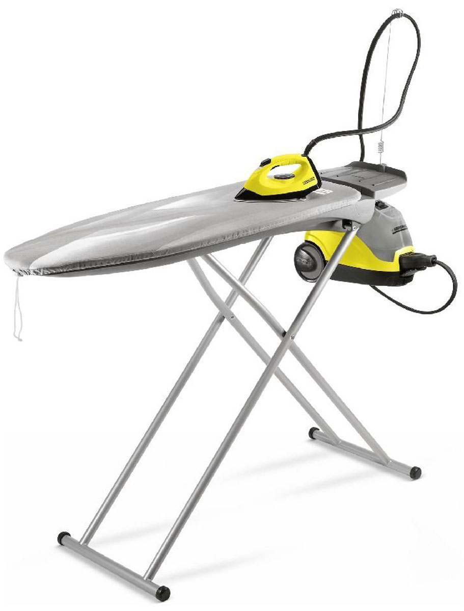 Karcher 15124100 SI 4 Iron Kit гладильная система15124100 Karcher 15124100 SI 4 Iron Kit гладильная система15124100Паровая гладильная система Karcher SI 4 Iron Kit - это пароочиститель и гладильный комплекс, который включает в себя активную гладильную доску и пароочиститель с утюгом. С его помощью можно справиться с глажением белья вдвое быстрее. Активная доска улучшает проникновение пара в ткань, поэтому даже плотные ткани будут разглажены быстро. Помимо быстроты глажки вы сможете совершать уборку по дому - пароочиститель удаляет 99,99% микробов на твердых поверхностях. А широкий выбор аксессуаров позволит расширить спектр применения. Удобная насадка для пола Comfort Plus также входит в комплект к комплексу. Производительность по площади: 100 м2 Максимальное давление пара: 3,5 бар Время нагрева: 4 мин Шестиступенчатая регулировка высоты от 75 до 100 см Ножки не скользят Уборка без остановки: добавление воды в процессе работы