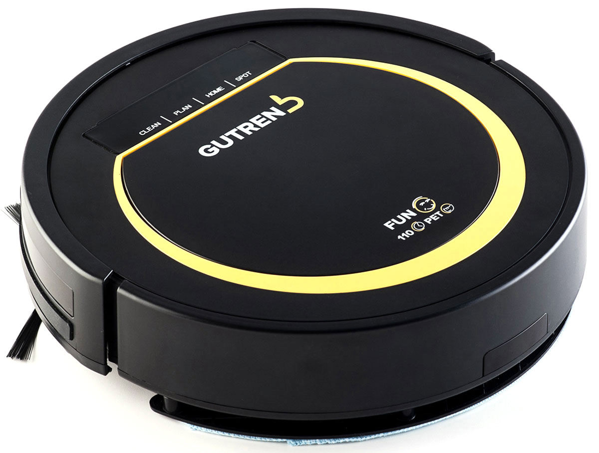 Gutrend Fun 110 Pet, Black Yellow робот-пылесосG110BY Gutrend Fun 110 Pet, Black Yellow робот-пылесосG110BYРобот-пылесос Gutrend Fun 110 Pet отличается максимальной в своем классе мощностью всасывания (50 ватт), а уровень шума при этом не превышает 50 dB. Устройство обеспечивает две степени фильтрации - предварительную и тонкую очистку с помощью специальной сеточки и HEPA-фильтра. Конструкция Компактные габариты (диаметр - 300 мм, высота - 75 мм) позволяют роботу проводить уборку в местах c трудным доступом. Объёма вместительного пылебака (0,6 литра) хватает на несколько циклов уборки. Контейнер с разборной конструкцией легко извлекается для очистки (вместе с фильтрами его можно мыть в воде). Gutrend Fun 110 Pet имеет несколько режимов: автоматическая уборка уборка по расписанию режим очистки пятен уборка вдоль стен и в углах режим влажной уборки движение зигзаг Влажная уборка В оснащении аппарата имеется модуль влажной уборки - полотер с фиксаторами для синтетической салфетки. С его помощью...