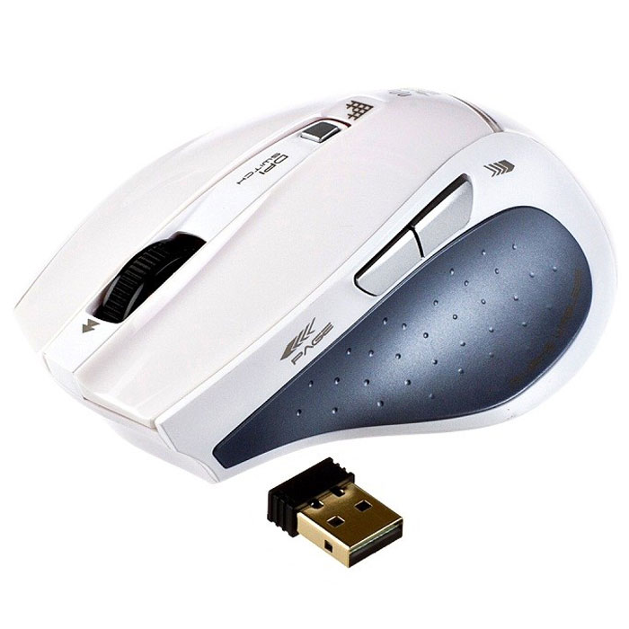 E-Blue EMS107 Fresco Pro, White мышь беспроводнаяEMS107WH E-Blue EMS107 Fresco Pro, White мышь беспроводнаяEMS107WHE-Blue EMS107 Fresco Pro - полноразмерная беспроводная мышь с 6 кнопками и несимметричным корпусом. Мышка оснащена шестью кнопками, чего достаточно для удобной работы и развлечений. Сенсор с технологией Blue Wave с разрешением 500 / 1000 / 1800 dpi гарантирует превосходную работоспособность на большинстве гладких поверхностей, а также мгновенное реакцию мыши на действия пользователя. Кнопка переключения разрешения помогает пользователю выбрать один из трех режимов. Миниатюрный USB-приемник с золотым напылением может храниться в специальном отсеке в корпусе манипулятора. Мышь работает на частоте 2.4 ГГц, что обеспечивает стабильность сигнала и радиус действия до 10 метров. В дизайне E-Blue EMS107 Fresco Pro используется сочетание матовых и полированных поверхностей разных оттенков, что придает ей особую оригинальность.