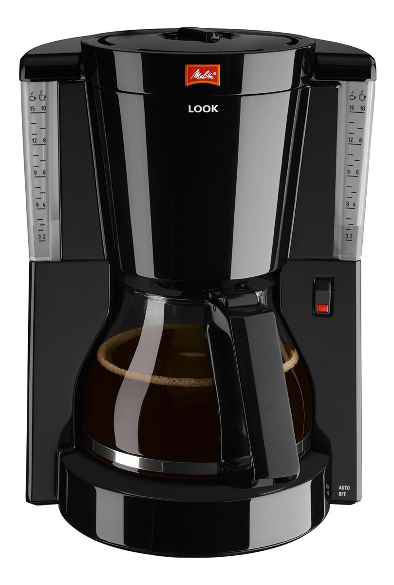 Melitta Look IV, Black кофеварка20983 Melitta Look IV, Black кофеварка20983Кофейное наслаждение - это не только эстетика вкуса, но и эстетика внешнего вида. Melitta Look в новом дизайне дает вам все, чего вы желаете. Рассчитана на 10/15 чашек Размер кофейных фильтров Melitta 1x4 Запатентованный AromaSelector фильтр Съемный поворотный держатель фильтра Противокапельная система Drip stop Прозрачная ёмкость для воды Переключатель on/off с подсветкой