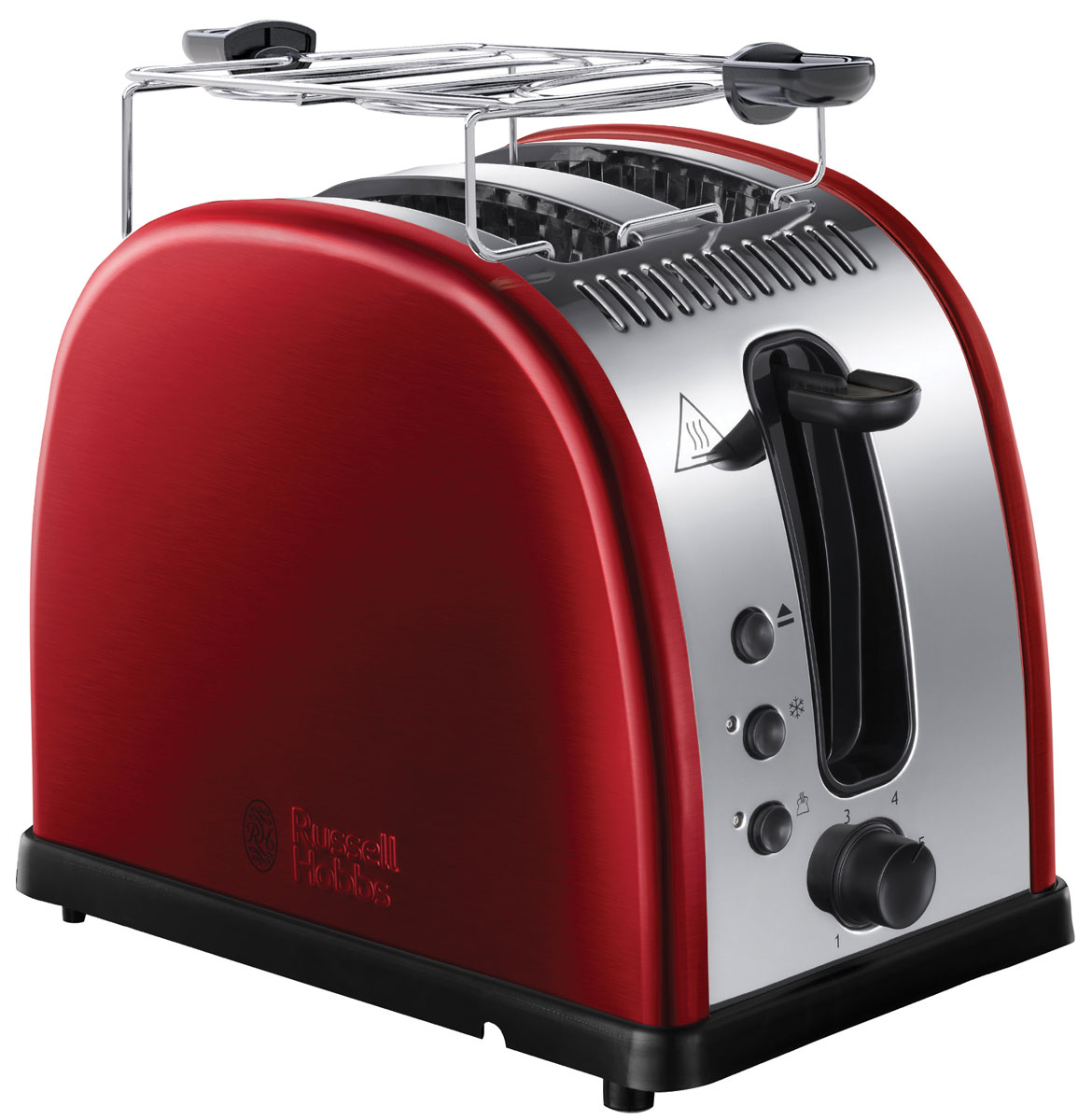 Russell Hobbs 21291-56, Red тостер21291-56 Russell Hobbs 21291-56, Red тостер21291-56Мало времени с утра и нет возможности долго готовить любимые тосты? Вам понравится новый тостер Russell Hobbs 21291-56 с системой быстрого (до 55%) приготовления тостов. Поджаренные ломтики хлеба, так как вы их любите, будут готовы быстро и идеально. Широкие слоты позволят приготовить ломтики различной толщины или другие типы хлеба, допустим, булочки. Тостер Russell Hobbs 21291-56 также обладает функцией разморозки, разогрева и принудительной отмены программы приготовления. Прибор обладает специальным дизайном решетки для разогрева и будет прекрасным подарком для всех любителей поджаренных ломтиков. Решетка для разогрева также поможет сохранить температуру приготовленных ломтиков.