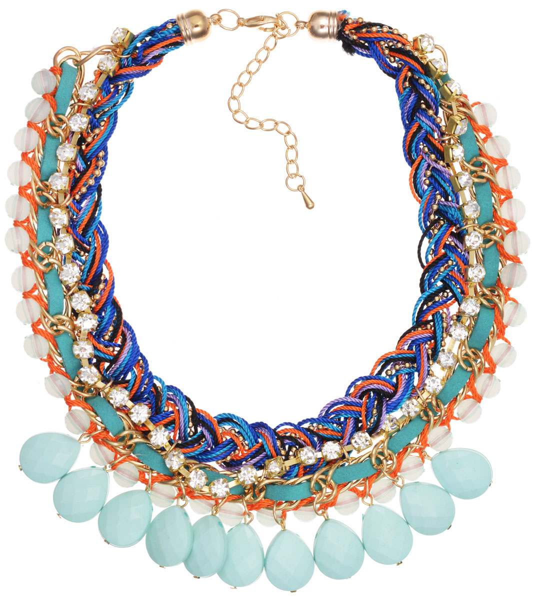 Колье Taya, цвет: мультиколор. T-B-8961T-B-8961-NECK-MULTI Колье Taya, цвет: мультиколор. T-B-8961T-B-8961-NECK-MULTIЭлегантное колье Taya, выполнено в виде текстильной основы, которая оформлена элементами из бижутерийного сплава и стекла. Центральная часть изделия дополнена подвесками из граненых бусин каплевидной формы. Изделие застегивается на практичный замок-карабин, длина регулируется за счет дополнительных звеньев. Стильное колье придаст вашему образу изюминку, подчеркнет индивидуальность.