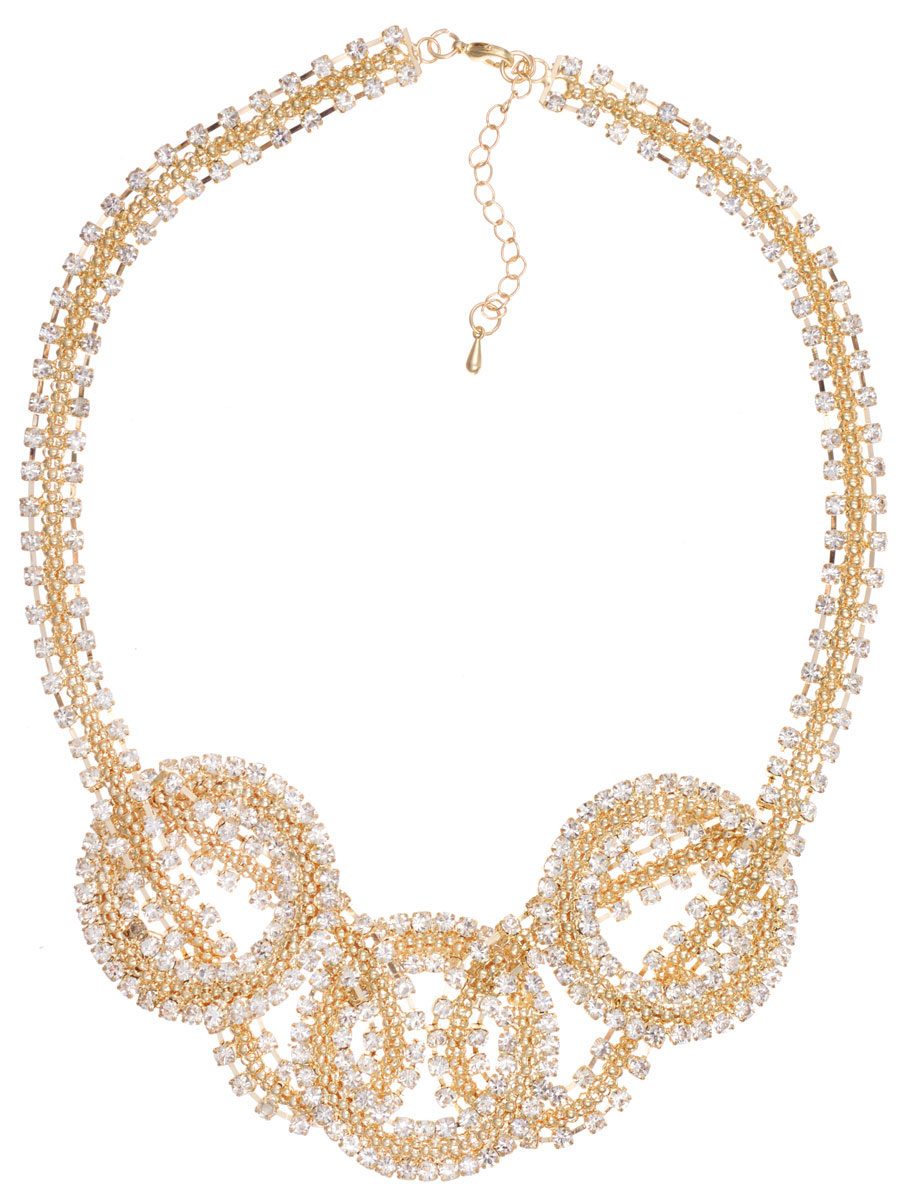Колье Taya, цвет: золотистый. T-B-8975T-B-8975-NECK-GOLD Колье Taya, цвет: золотистый. T-B-8975T-B-8975-NECK-GOLDЭлегантное колье Taya, выполнено в виде объемной цепочки из бижутерийного сплава, которая дополнена двумя рядами стеклянных стразов. Центральная часть дополнена переплетением основной цепочки с тремя кругами. Колье застегивается на практичный замок-карабин, длина регулируется за счет дополнительных звеньев. Стильное колье придаст вашему образу изюминку, подчеркнет индивидуальность.