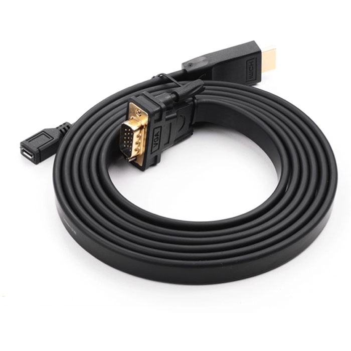 Greenconnect GC-HD2VGA5 кабель HDMI, 1,8 мGC-HD2VGA5-1.8m Greenconnect GC-HD2VGA5 кабель HDMI, 1,8 мGC-HD2VGA5-1.8mПри помощи всего одного кабеля вы сможете соединить ваш новый ноутбук, HD DVD, HD DV с интерфейсом HDMI с проектором, дисплеем или ЖК- монитором старой модели с интерфейсом VGA для просмотра фильма на широкоформатном экране с разрешением до Full HD 1080p. В случае, если компьютер не сможет подавать достаточно питания, вы сможете подключить кабель micro USB для дополнительного питания. Разрешение: до 1920х1200 Дополнительное питание от разъема micro USB Конвертирующий чип находится со стороны HDMI разъема