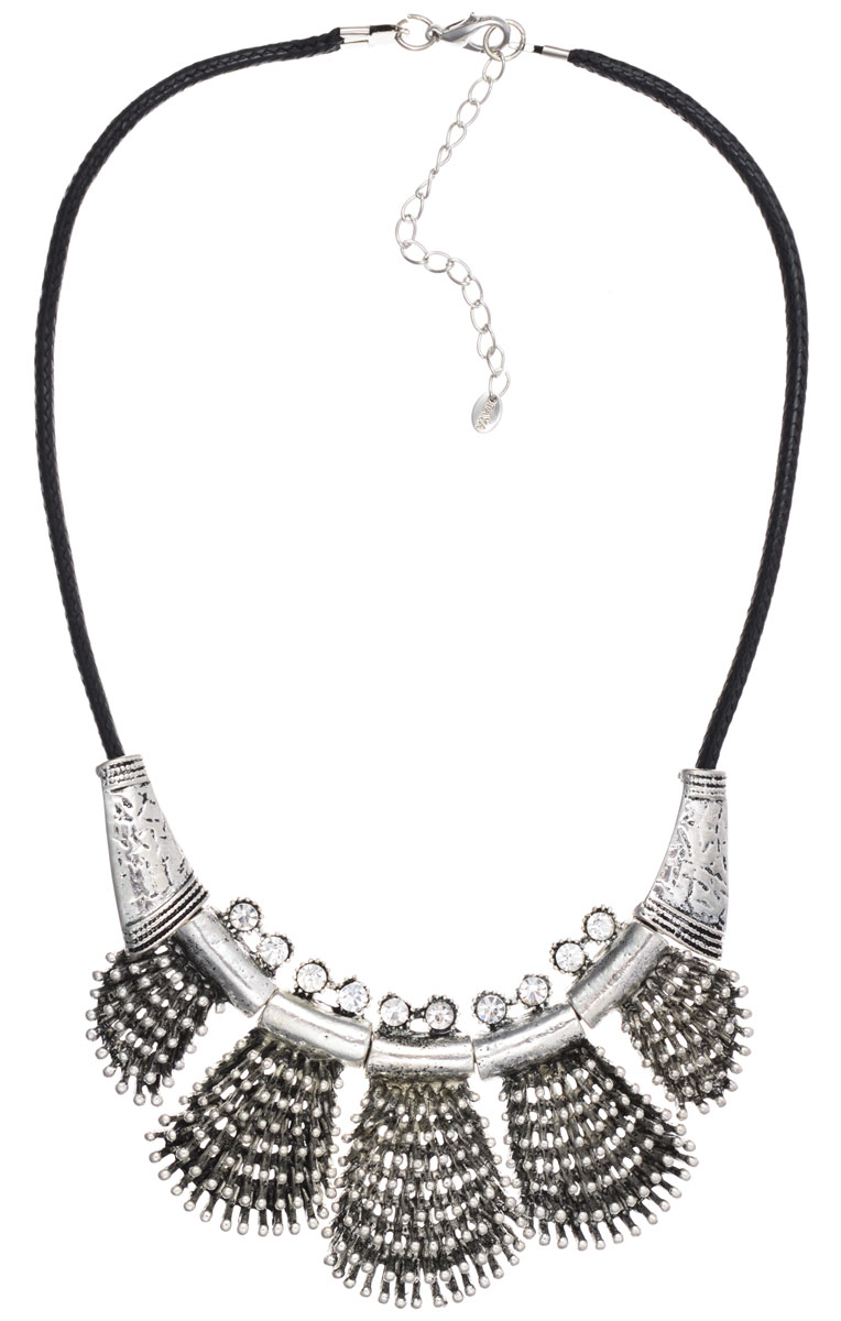 Колье Taya, цвет: серебристый. T-B-9850T-B-9850-NECK-SILVER Колье Taya, цвет: серебристый. T-B-9850T-B-9850-NECK-SILVERЭлегантное колье Taya, выполнено в виде основы из текстильного шнура. Центральная часть колье дополнена оригинальными элементами, которые дополнены стеклянными стразами. Колье застегивается на практичный замок-карабин, длина регулируется за счет дополнительных звеньев. Стильное колье придаст вашему образу изюминку, подчеркнет индивидуальность.