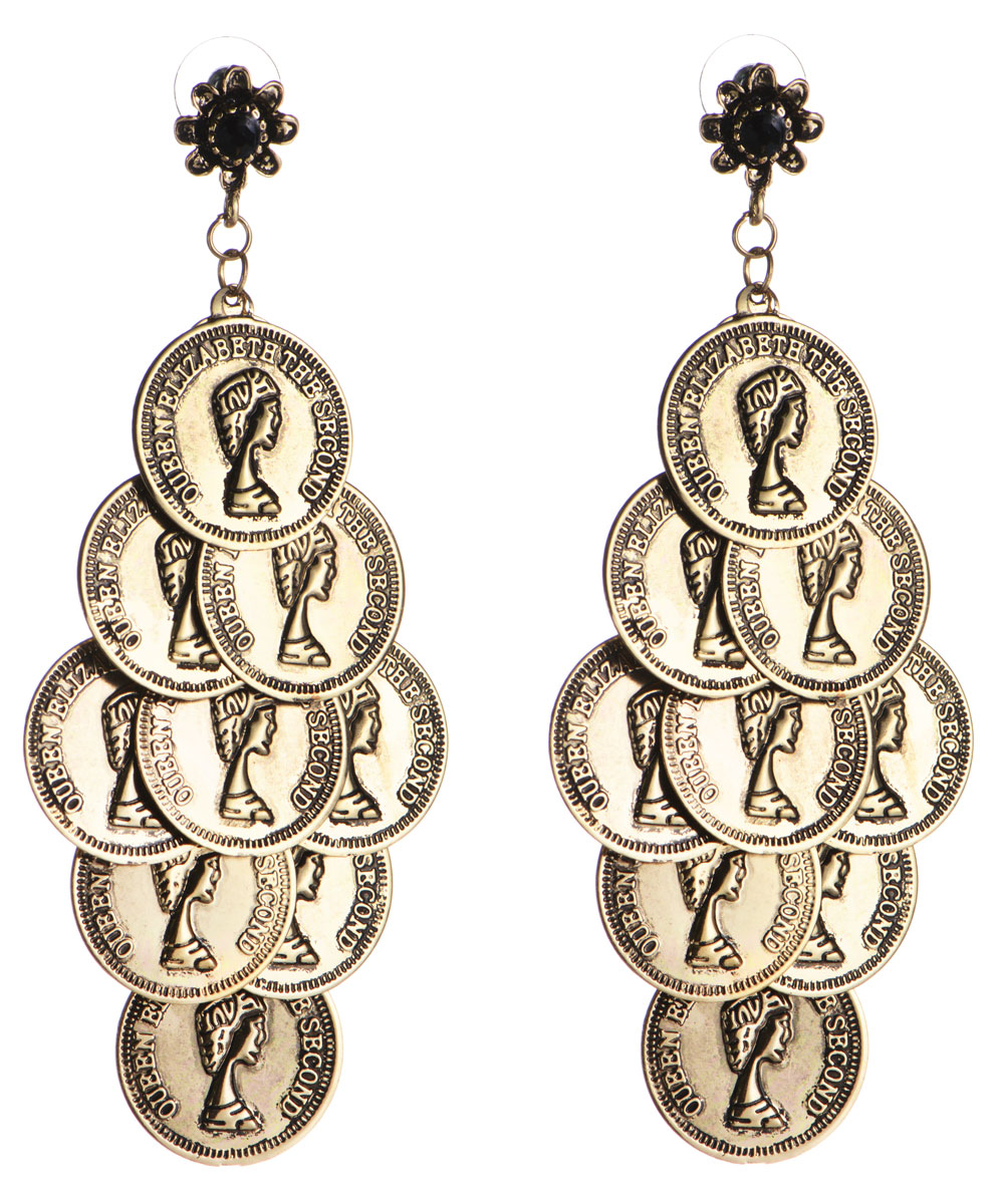 Серьги Taya, цвет: золотистый. T-B-9758T-B-9758-EARR-GOLD Серьги Taya, цвет: золотистый. T-B-9758T-B-9758-EARR-GOLDЭлегантные серьги Taya выполнены в виде цветков из бижутерийного сплава. Изделие оформлено оригинальными подвесками с монетками, подвижно скрепленными между собой. Серьги застегиваются на практичный замок-гвоздик с фиксаторами из металла и пластика. Оригинальные серьги придадут вашему образу изюминку, подчеркнут индивидуальность.