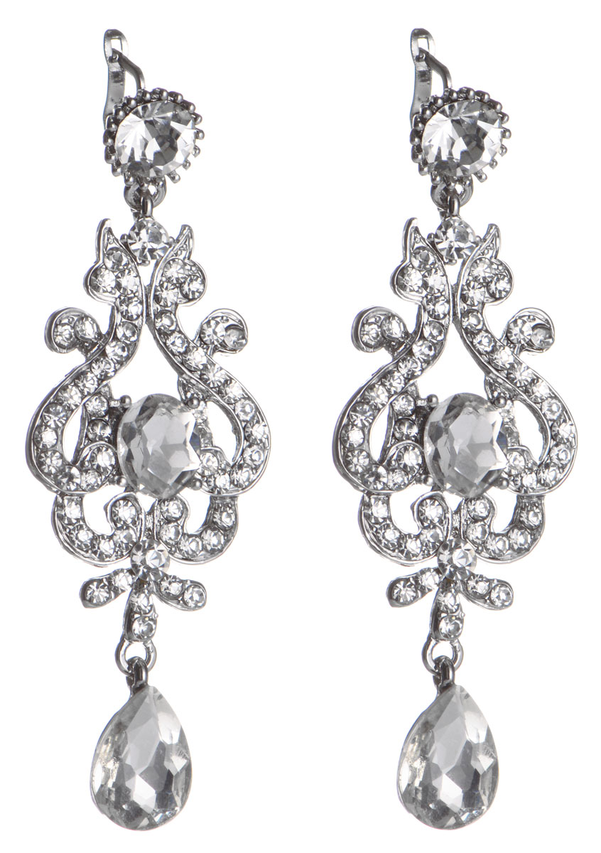 Серьги Taya, цвет: серебристый. T-B-9462T-B-9462-EARR-SILVER Серьги Taya, цвет: серебристый. T-B-9462T-B-9462-EARR-SILVERЭлегантные серьги Taya выполнены из бижутерийного сплава. Основание сережек выполнено в виде стеклянных кристаллов в ажурном обрамлении. Изделие дополнено подвесками ажурной формы, которые оформлены сияющими стразами различных форм и размеров. Серьги застегиваются на классический английский замок. Оригинальные серьги придадут вашему образу изюминку, подчеркнут индивидуальность.