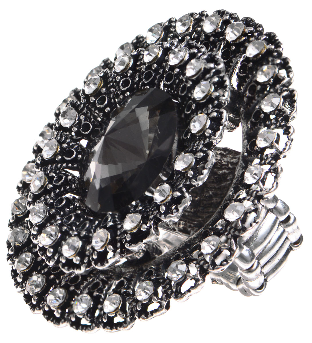 Кольцо Taya, цвет: серебристый. T-B-9264T-B-9264-RING-SILVER Кольцо Taya, цвет: серебристый. T-B-9264T-B-9264-RING-SILVERОригинальное кольцо Taya выполнено из бижутерийного сплава, дополнено декоративным элементом в виде цветка, каждый лепесток которого оформлен сверкающей вставкой из стекла. Сердцевина цветка украшена крупным граненым камнем. В основании изделия использована эластичная резинка, что делает размер кольца универсальным. Стильное кольцо придаст вашему образу изюминку, подчеркнет индивидуальность.
