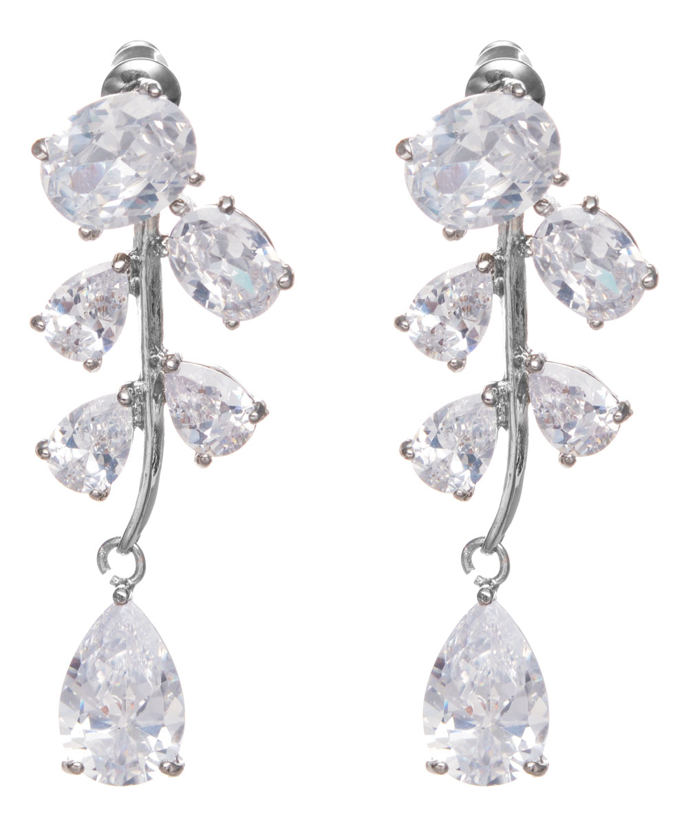 Серьги Taya, цвет: серебристый. T-B-7696T-B-7696-EARR-SILVER Серьги Taya, цвет: серебристый. T-B-7696T-B-7696-EARR-SILVERЭлегантные серьги Taya выполнены из бижутерийного сплава. Изделие оформлено в виде листа диковинного растения и дополнено вставками из сияющих цирконов. Серьги застегиваются на практичный замок-гвоздик с фиксаторами из металла. Оригинальные серьги придадут вашему образу изюминку, подчеркнут индивидуальность.