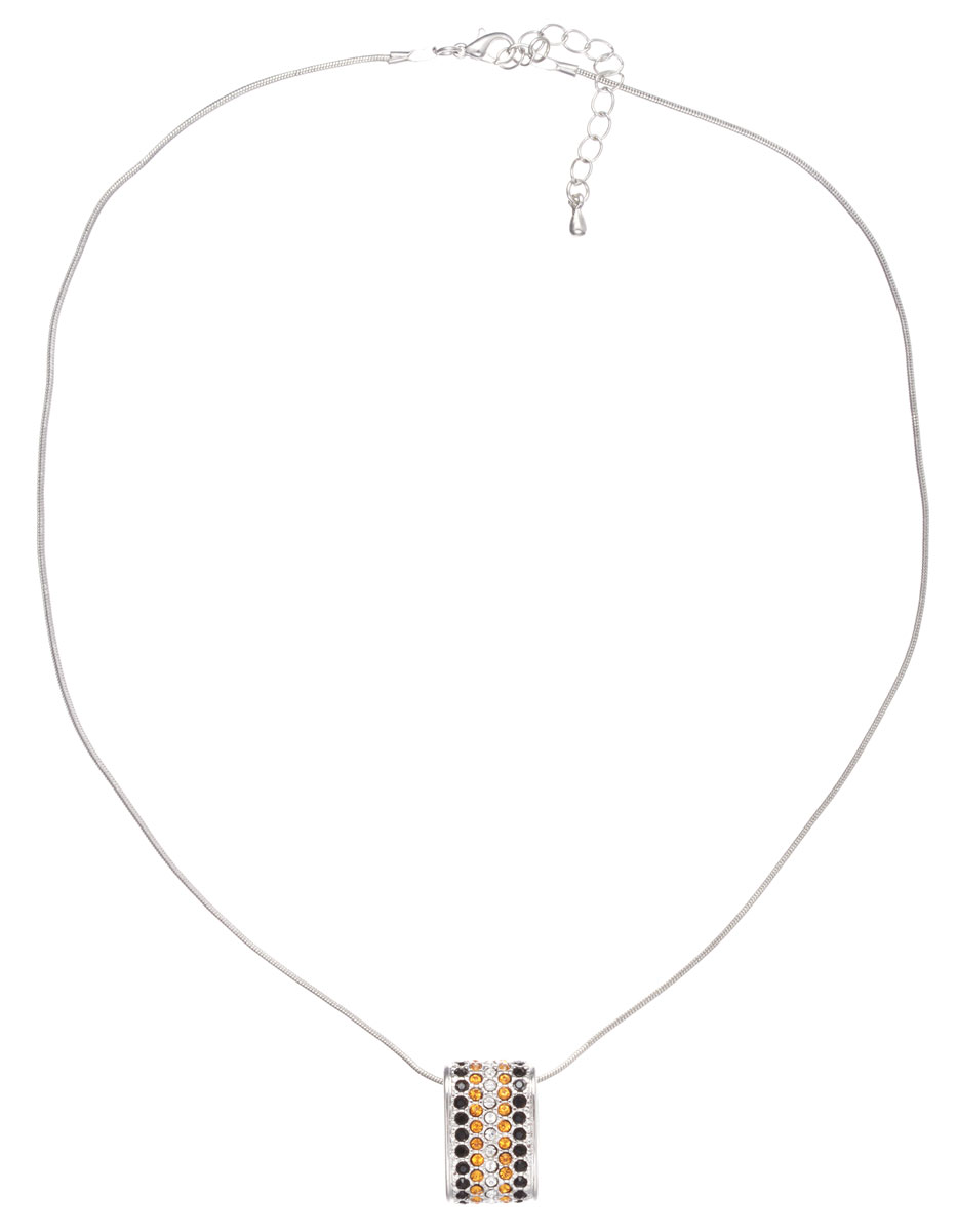 Кулон Jenavi Сальвия, цвет: серебряный, черный, желтый, белый. b3573970b3573970 Кулон Jenavi Сальвия, цвет: серебряный, черный, желтый, белый. b3573970b3573970Оригинальный кулон Jenavi Сальвия, изготовленный из гипоаллергенного материала, представляет собой цепочку из ювелирного сплава с антиаллергическим покрытием черненым серебром, которая дополнена стильным декоративным элементом, инкрустированным стразами Swarowski и с обратной стороны гравировкой в виде названия бренда. Кулон застегивается на карабин и оснащен цепочкой для регулирования размера. Такой оригинальный кулон не оставит равнодушной ни одну любительницу изысканных и необычных украшений, а также позволит с легкостью воплотить самую смелую фантазию и создать собственный, неповторимый образ. Для того, чтобы украшение сохранило первозданный блеск, рекомендуется избегать взаимодействия с водой и химическими средствами.