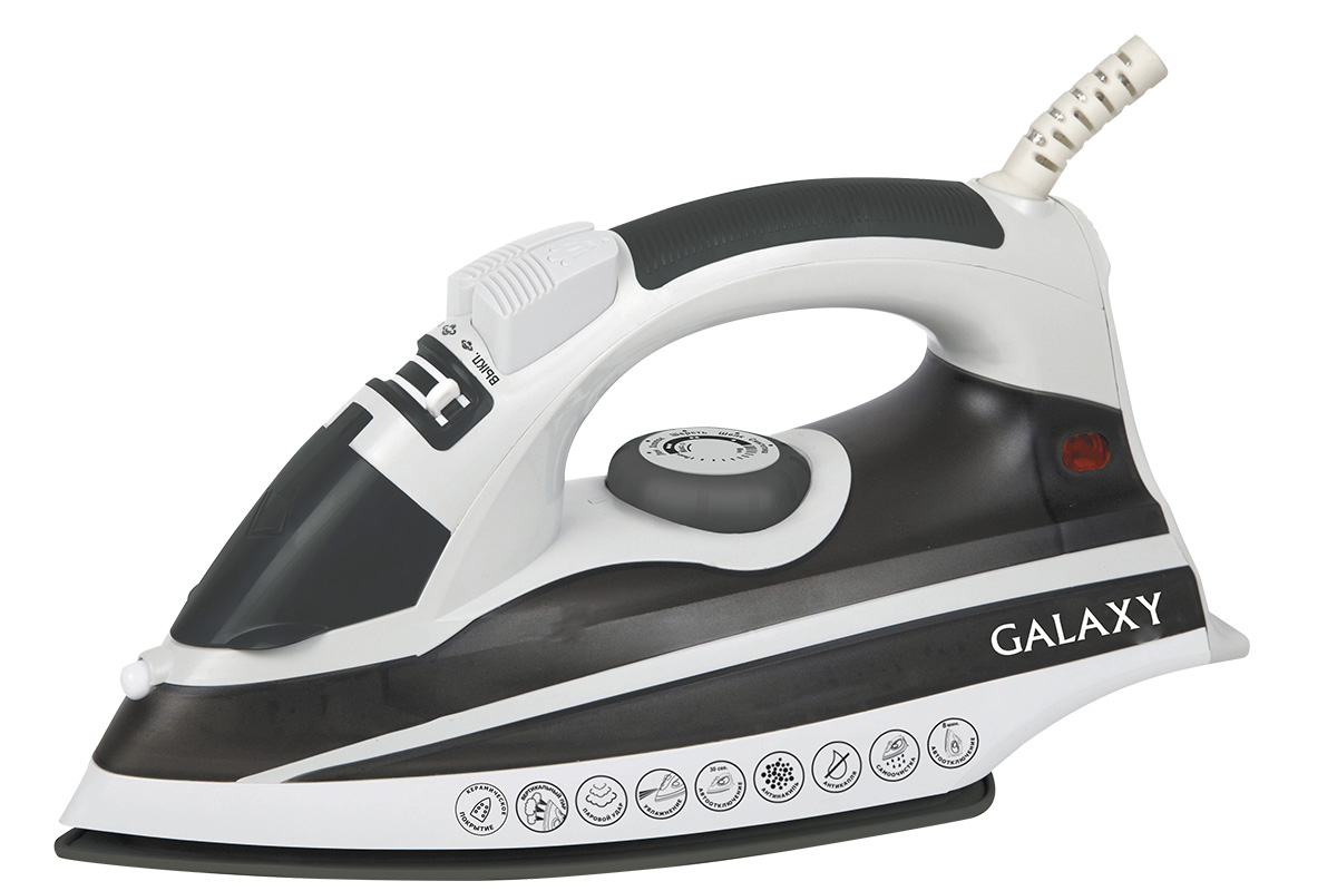 Galaxy GL6119 утюг4630003367051 Galaxy GL6119 утюг4630003367051Современные бытовые приборы, предназначенные для ухода за одеждой, радуют нас своими поистине безграничными возможностями. Ультрагладкая подошва утюга Galaxy GL6119 из нержавеющей стали, с керамическим покрытием обеспечивает идеальное скольжение.