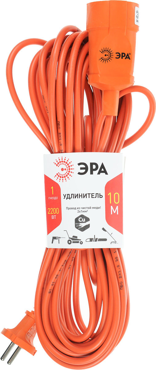 Удлинитель силовой ЭРА UP-1-2x1.0-10m, 1 гнездо, 10 мUP-1-2x1.0-10m Удлинитель силовой ЭРА UP-1-2x1.0-10m, 1 гнездо, 10 мUP-1-2x1.0-10mСиловой удлинитель ЭРА UP-1-2x1.0-10m предназначен для бытового применения и обеспечивает возможность присоединения электрического приемника к однофазной электрической сети с номинальным напряжением 220В. За счет большой длины кабеля незаменим на садовом участке, при проведении строительных и ремонтных работ. Провод выполнен из чистой меди. Технические характеристики: Сечение провода: 2 х 1 мм2. Номинальное напряжение: 220В. Максимальное напряжение: 250В. Максимальная нагрузка с размотанным шнуром: 2200 Вт. Максимальная нагрузка со смотанным шнуром: 1100 Вт. Наличие заземляющего контакта: нет. Температура эксплуатации: от +5°С до +40°С. Относительная влажность: не более 85%. Срок службы: 5 лет.