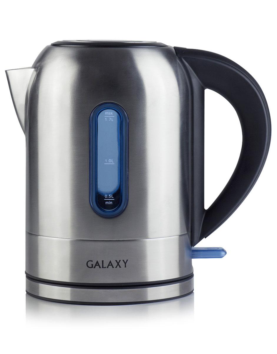 Galaxy GL0315, Grey электрочайник4650067301570 Galaxy GL0315, Grey электрочайник4650067301570Электрочайник Galaxy GL0315 изготовлен из высококачественной нержавеющей стали. Корпус из стали долговечен, не подвергается коррозии и обладает антиаллергенными свойствами. Благодаря мощности в 2200 Вт и нагревательному элементу скрытого типа быстро вскипятит воду объемом до 1,7 литров. Данная модель оснащена световым индикатором включения/выключения и шкалой уровня воды. Цоколь с центральным контактом позволяет поворачивать прибор на 360°. В целях безопасности имеются функции блокировки включения без воды и автоматического отключения при закипании. Скрытый нагревательный элемент Мерная шкала