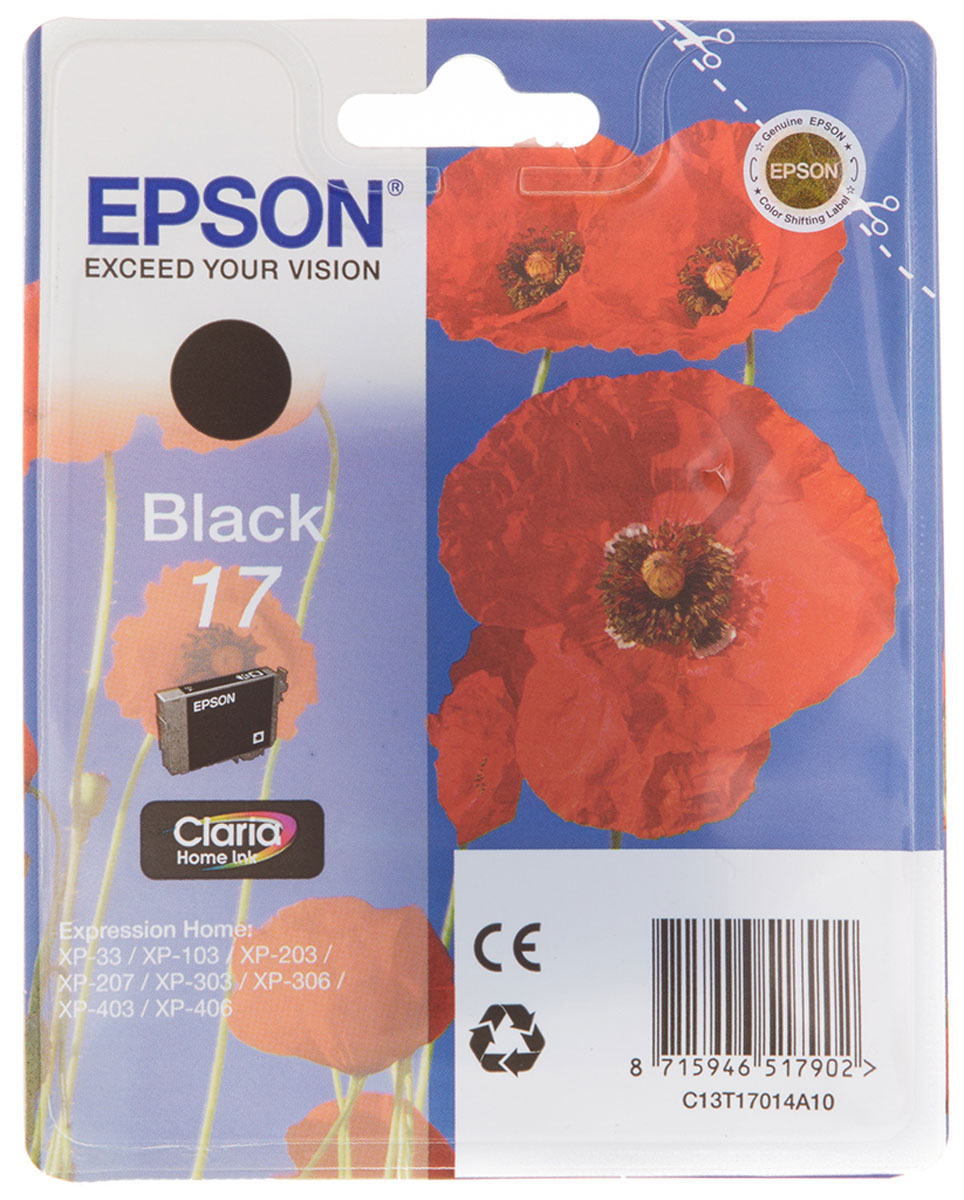 Epson T1701 (C13T17014A10), Black картридж для Expression Home XP33/203/303C13T17014A10 Epson T1701 (C13T17014A10), Black картридж для Expression Home XP33/203/303C13T17014A10Картридж с чернилами Epson T1701 для струйных принтеров Expression Home.