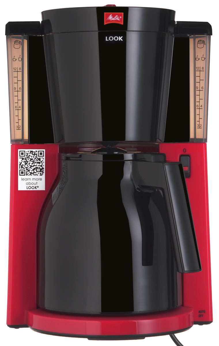 Melitta 21424 Look IV Therm Basic, Red кофеварка21424 Melitta 21424 Look IV Therm Basic, Red кофеварка21424Melitta 21424 Look IV Therm Basic - кофеварка в новом дизайне для самого взыскательного покупателя. Простая, но максимально удобная конструкция прибора позволит вам без труда приготовить около 8-12 чашек натурального кофе, который подарит вам бодрость на целый день. Съемный фильтр выполнен из пластика и необходим для более эффективной фильтрации напитка Корпус кофеварки выполнен из высококачественного пластика, который гарантирует привлекательный вид и прекрасные износоустойчивые характеристики. Данная модель оснащена термо-кувшином, который удобно использовать одной рукой. Имеется также прозрачная ёмкость для воды и подсветка кнопки включения/выключения. Прибор был протестирован на безопасность по правилам ОНЭ.