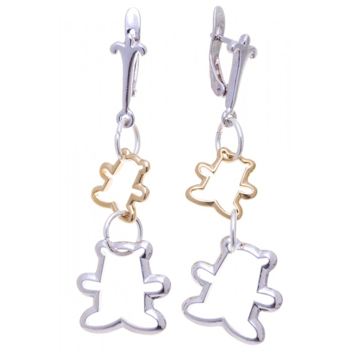 Серьги Jenavi Япанги, цвет: серебристый, золотистый. k227q190k227q190 Серьги Jenavi Япанги, цвет: серебристый, золотистый. k227q190k227q190Серьги Jenavi Япанги изготовлены из гипоаллергенного ювелирного сплава серебристого и золотистого цветов с покрытием позолотой и родированием и дополнены подвеской с декоративными элементами в виде небольших колец и мишек. Изделие оснащено классическим английским замком, который надежно зафиксирует серьги. Стильные серьги Jenavi Япанги помогут дополнить любой образ и привнести в него завершающий яркий штрих.