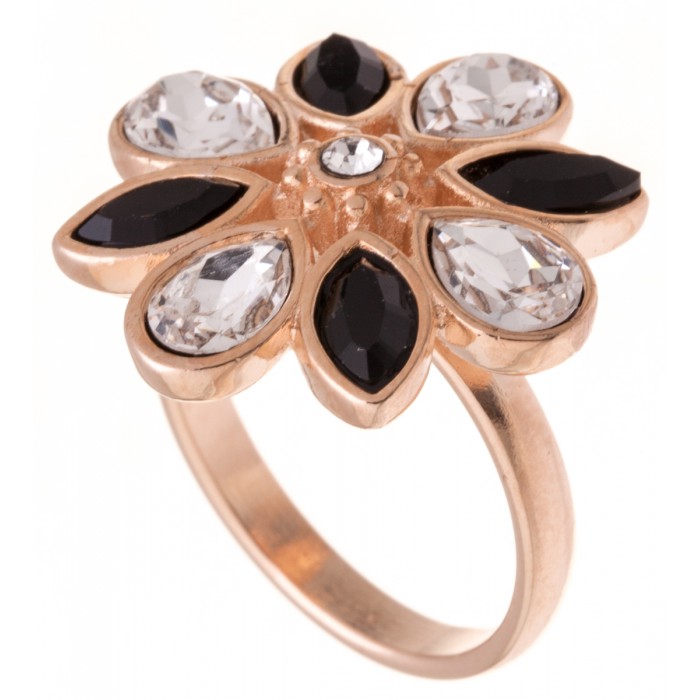 Кольцо Jenavi Фтия, цвет: золотистый, черный, прозрачный. Размер 16k321p006 Кольцо Jenavi Фтия, цвет: золотистый, черный, прозрачный. Размер 16k321p006Кольцо современного дизайна Jenavi Фтия изготовлено из ювелирного сплава с антиаллергическим гальваническим позолоченным покрытием. Декоративный элемент стилизован под цветок и инкрустирован различными кристаллами Swarovski, что придает ему праздничный вид. Классическое цветовое решение и оригинальный дизайн этого кольца не позволят вам остаться незамеченными.
