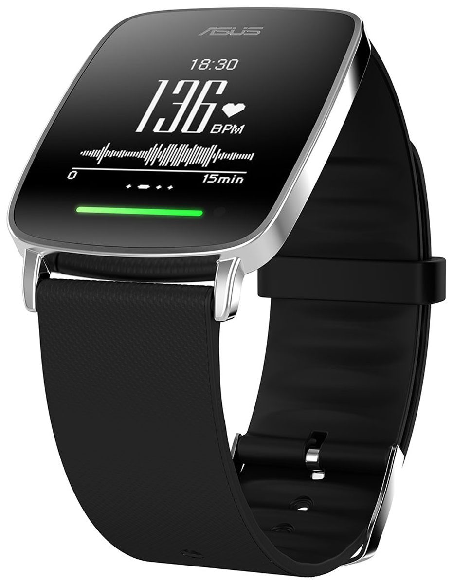 ASUS VivoWatch, Black смарт-часы4712900065534 ASUS VivoWatch, Black смарт-часы4712900065534В часах Asus VivoWatch применена технология VivoPulse: встроенный оптический датчик постоянно и с высокой точностью отслеживает частоту пульса пользователя. Эти данные затем используются при подсчете количества потраченных калорий, оценке качества сна и т.д. Отслеживая частоту пульса, часы выполняют мониторинг физической активности и сна пользователя. Регулярные занятия аэробными упражнениями оказывают массу положительных эффектов на здоровье. Чтобы облегчить их выполнение, Asus VivoWatch оснащены светодиодным индикатором, который светится зеленым цветом при аэробной нагрузке. Если же нагрузка становится чересчур высокой, индикатор предупреждает об этом красным цветом. Подсчет числа шагов, сделанных пользователем за день. Вычисление количества калорий, потраченных организмом в течение дня, на основе таких факторов как частота пульса, уровень физической активности, пол, возраст и вес. Встроенный датчик позволяет измерить текущий уровень ультрафиолетового...