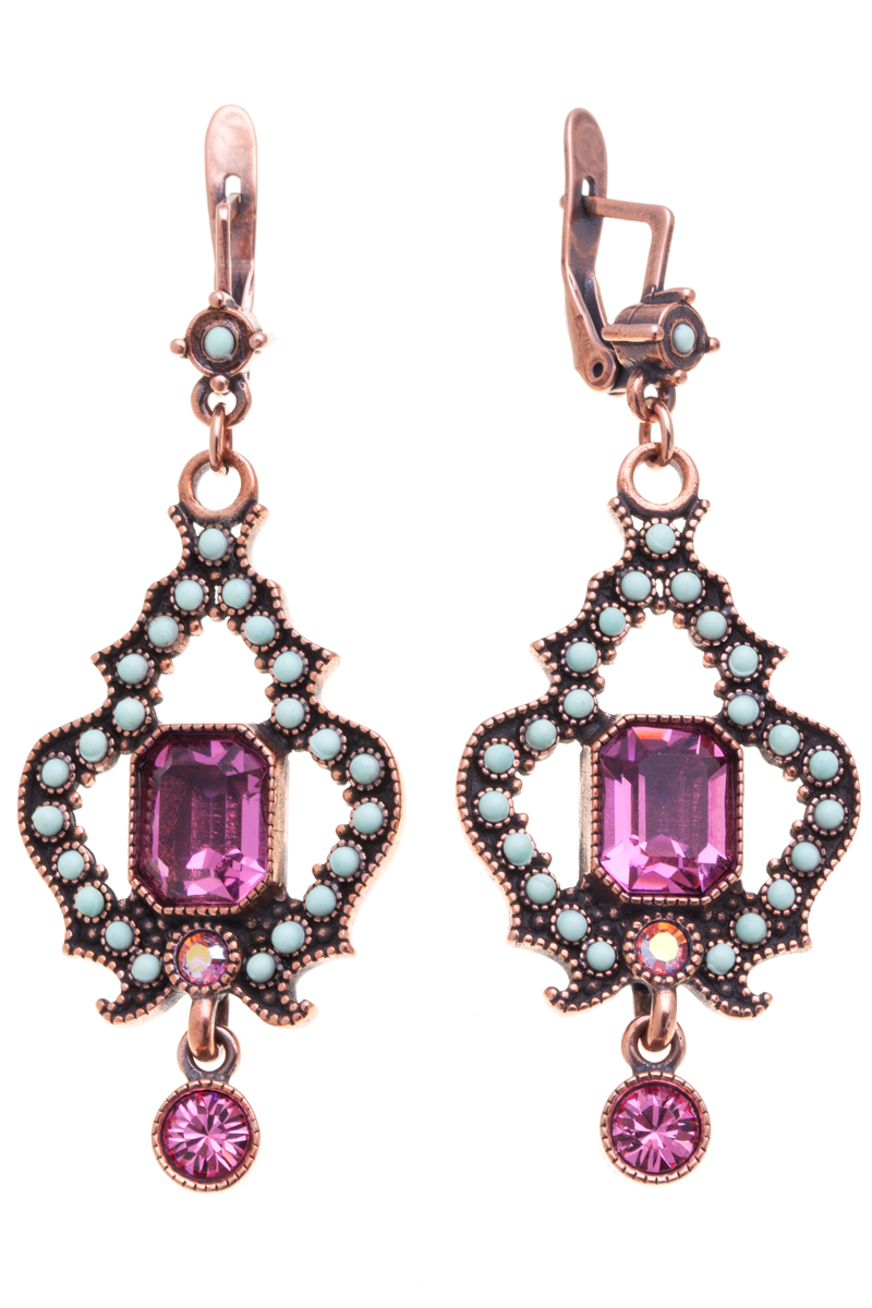 Серьги Jenavi Лерида, цвет: медный, мятный, розовый. f514u170f514u170 Серьги Jenavi Лерида, цвет: медный, мятный, розовый. f514u170f514u170Элегантные серьги Jenavi Лерида выполнены из ювелирного сплава с антиаллергическим гальваническим медным покрытием. Изделие оформлено сверкающими кристаллами Swarovski и мелкими матовыми стразами. Серьги застегиваются на удобную и практичную английскую застежку, которая эстетично включается в дизайн украшения. Изысканные серьги станут модным аксессуаром как для повседневного, так и для вечернего наряда, они подчеркнет вашу индивидуальность и неповторимый стиль, и помогут создать незабываемый уникальный образ.