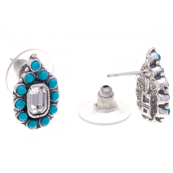 Серьги Jenavi Мурсия, цвет: серебряный, бирюзовый. f5173870f5173870 Серьги Jenavi Мурсия, цвет: серебряный, бирюзовый. f5173870f5173870Элегантные серьги Jenavi Мурсия выполнены из ювелирного сплава с антиаллергическим гальваническим покрытием черненого серебра. Изделие украшено сверкающими прозрачными кристаллами Swarovski и искусственными камнями. Серьги имеют удобный и практичный замок-гвоздик, который эстетично включается в дизайн украшения. Изящные серьги станут модным аксессуаром как для повседневного, так и для вечернего наряда, они подчеркнет вашу индивидуальность и неповторимый стиль, и помогут создать незабываемый уникальный образ.