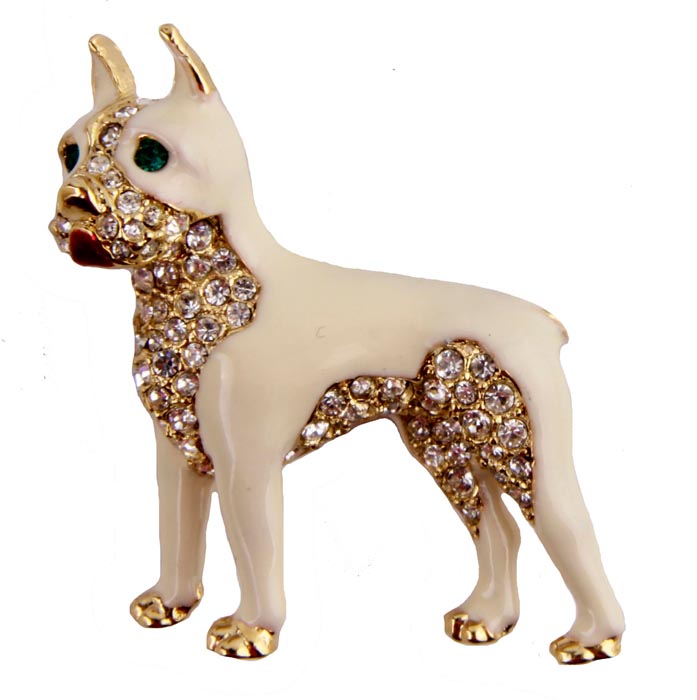 Брошь Dog. Бижутерный сплав, лак, стразы. Франция, конец ХХ векаk320p606 Брошь Dog. Бижутерный сплав, лак, стразы. Франция, конец ХХ векаk320p606Брошь Dog. Бижутерный сплав, лак, стразы. Франция, конец ХХ века. Размер броши 3 х 3,5 см. Сохранность хорошая. Брошь прекрасного качества. Мастерство ювелира видно в каждой детали броши. Лак по металлу выполнен вручную. Кристаллы ювелирной огранки переливаются всеми оттенками радуги, при попадании на них лучей света. Глазки собаки - кристаллы изумрудного цвета огранки наветте. Чудесная брошь как в подарок, так и для дополнения своего собственного образа.