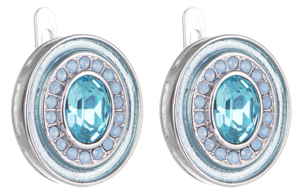 Серьги Jenavi Color 19, цвет: серебряный, голубой. f380f170f380f170 Серьги Jenavi Color 19, цвет: серебряный, голубой. f380f170f380f170Элегантные серьги Jenavi Color 19 выполнены из ювелирного сплава с антиаллергическим гальваническим покрытием серебром с добавлением родия. Изделие украшено сверкающими голубыми кристаллами Swarovski. Серьги застегиваются на практичную и надежную английскую застежку, которая эстетично включается в дизайн украшения. Изящные серьги станут модным аксессуаром как для повседневного, так и для вечернего наряда, они подчеркнут вашу индивидуальность и неповторимый стиль и помогут создать незабываемый уникальный образ.