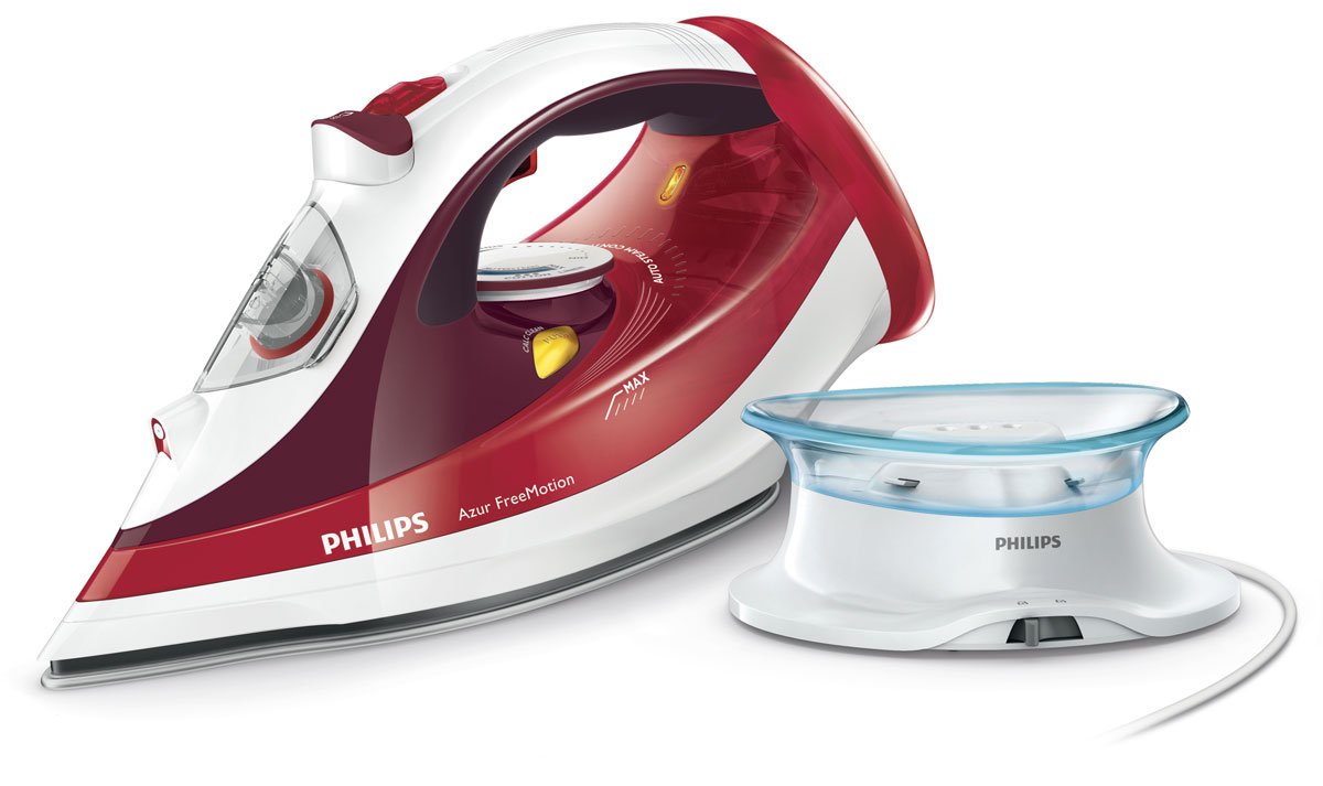 Philips GC4595/40 беспроводной паровой утюгGC4595/40 Philips GC4595/40 беспроводной паровой утюгGC4595/40Паровой утюг Philips GC4595/40 обеспечивает мощную подачу пара и полную свободу движений при глажении разных тканей в любой части гладильной доски. Удобная зарядная база с фиксацией для переноски Carry-lock и световой индикацией заряжает утюг за считаные секунды. Мощность 2600 Вт обеспечивает быстрый нагрев и безупречное глажение всех типов тканей, допускающих глажение. Утюг обеспечивает постоянную подачу пара до 40 г/мин, обеспечивая оптимальное количество пара для разглаживания складок. Беспроводной режим обеспечивает максимальную свободу перемещения во время глажения. Вы можете обойти вокруг гладильной доски и гладить в любом направлении, не беспокоясь о расположении шнура. Интеллектуальный световой индикатор информирует о состоянии утюга в любое время. Синий свет — готовность к работе. Желтый свет — необходима полная или частичная зарядка. Функцию парового удара можно использовать для вертикального отпаривания и устранения...