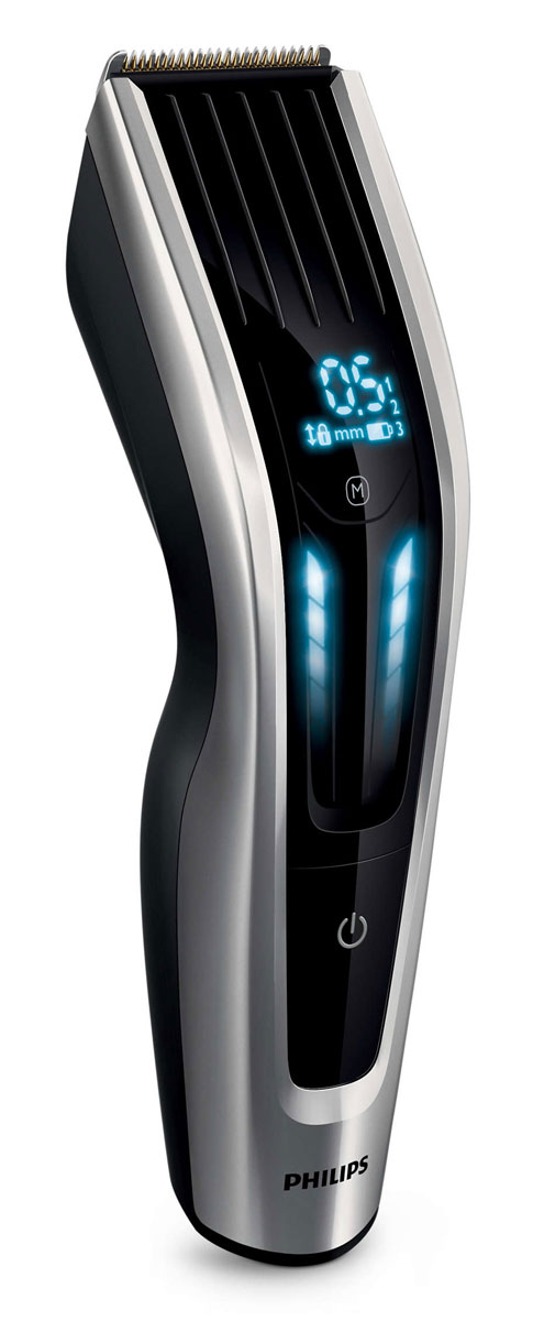 Philips HC9450/15, Black Silver машинка для стрижкиHC9450/15 Philips HC9450/15, Black Silver машинка для стрижкиHC9450/15Машинка для стрижки Philips HC9450/15 обеспечивает абсолютную точность и полный контроль стрижки. Благодаря цифровому сенсорному управлению, гребням с электрорегулировкой, функции памяти и высококачественному режущему блоку результат стрижки всегда будет предсказуемым и идеальным. Используйте сенсорный экран для удобного выбора любой из более чем 400 настроек длины. Вы можете быстро пройтись по всем настройкам или же медленно просмотреть и точно подобрать нужную длину с минимальным шагом в 0,1 мм. В комплект машинки для стрижки входят 3 регулируемых гребня: 1—7 мм, 7—24 мм и 24—42 мм. Просто установите гребень и выберите одну из 400 установок длины с шагом 0,1 мм. Прибор можно использовать без гребня для подравнивания до минимальной длины 0,5 мм. Титановые лезвия прочнее стальных, они являются стандартом максимальной надежности. Кроме того, лезвия самозатачиваются, обеспечивая долгий срок службы и точную стрижку. Турборежим...