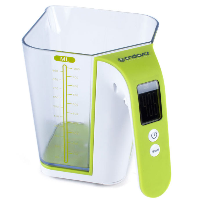 Endever KS-514, White Green весы кухонныеKS-514 Endever KS-514, White Green весы кухонныеKS-514Кухонные весы Endever KS-514 - это высококачественный прибор, в котором применены новейшие технологии в области использования безопасных для здоровья материалов и компонентов. Удобная мерная шкала повышает точность и удобство измерения продуктов. LCD-дисплей с подсветкой позволяет наглядно выбрать единицы измерения и вид продукта. Весы обеспечат надежное и максимально точное взвешивание продуктов массой до 2 кг. Незначительная погрешность в 1 грамм позволит вам следовать даже самым сложным и точным рецептам. Стильный и современный дизайн весов впишется в любой кухонный интерьер. Съемная чаща выполнена из пищевого пластика, который не влияет на вкусовые качества измеряемых продуктов. Внутри есть специальная шкала деления, которая позволяет использовать чашу в качестве емкости для непосредственного смешивания. Индикация слабого заряда батареи Шкала объема в миллилитрах Емкость чаши: 1 л