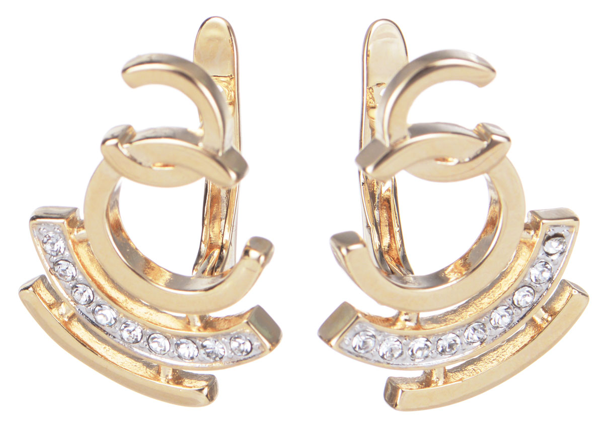 Серьги Jenavi Инсария, цвет: золотой, прозрачный. f499q100f499q100 Серьги Jenavi Инсария, цвет: золотой, прозрачный. f499q100f499q100Стильные серьги Jenavi Инсария выполнены из гипоаллергенного ювелирного сплава с позолотой и родированием и дополнены сияющими кристаллами Swarovski. Изделие оснащено классическим английским замком, который надежно зафиксирует сережку. Оригинальные серьги Jenavi Инсария помогут дополнить любой образ и привнести в него завершающий яркий штрих.